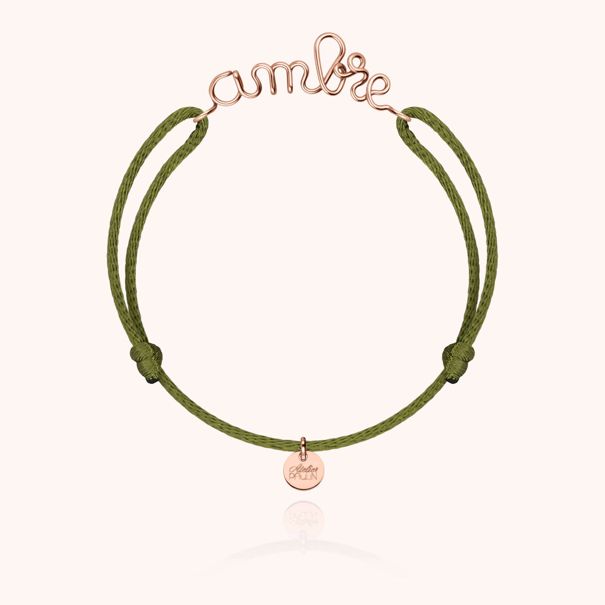 cord bracelet personalised name rose gold Atelier Paulin Australia --colour_khaki