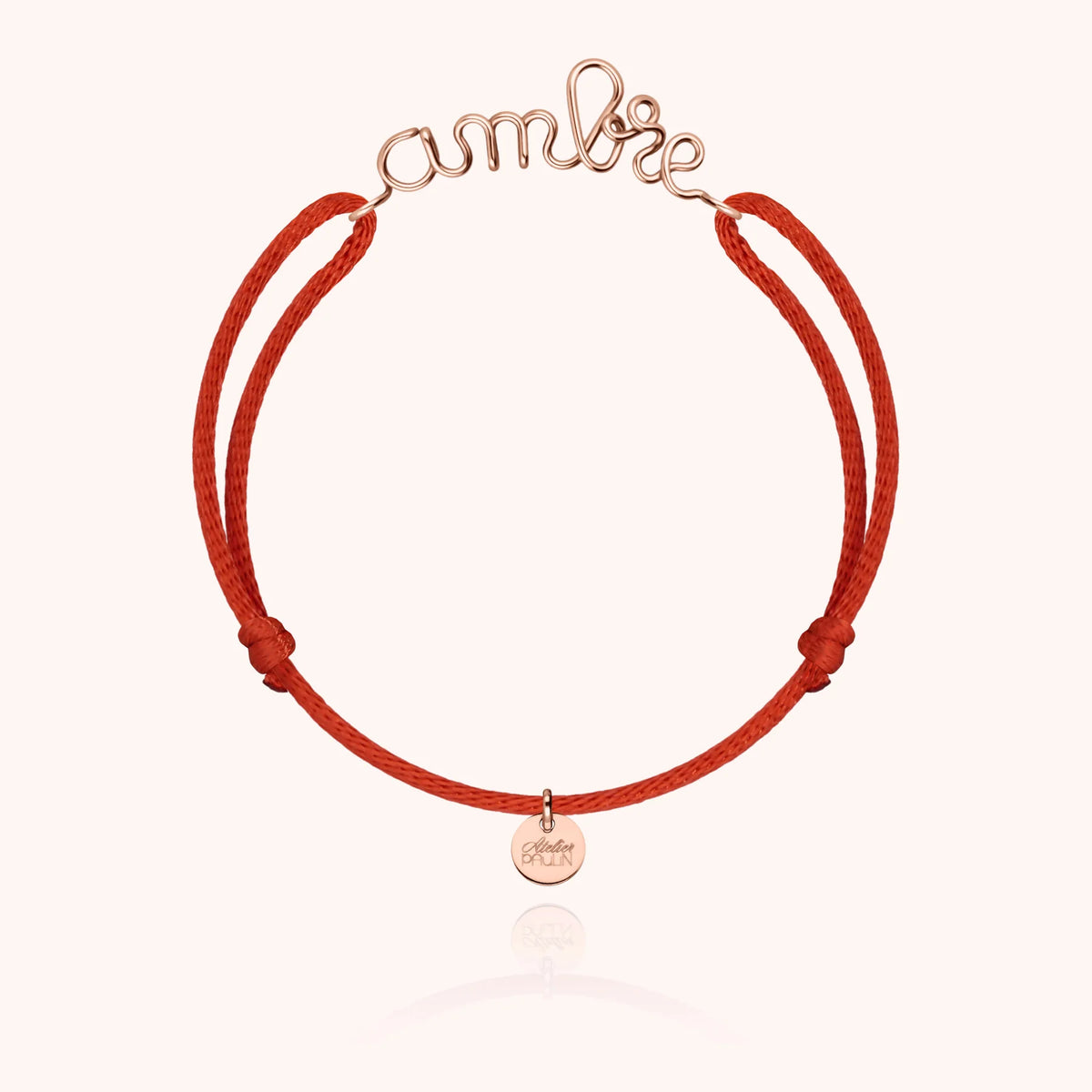 cord bracelet personalised name rose gold Atelier Paulin Australia --colour_red