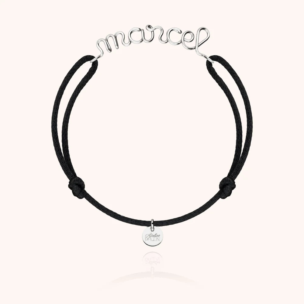cord bracelet personalised name silver Atelier Paulin Australia --colour_black