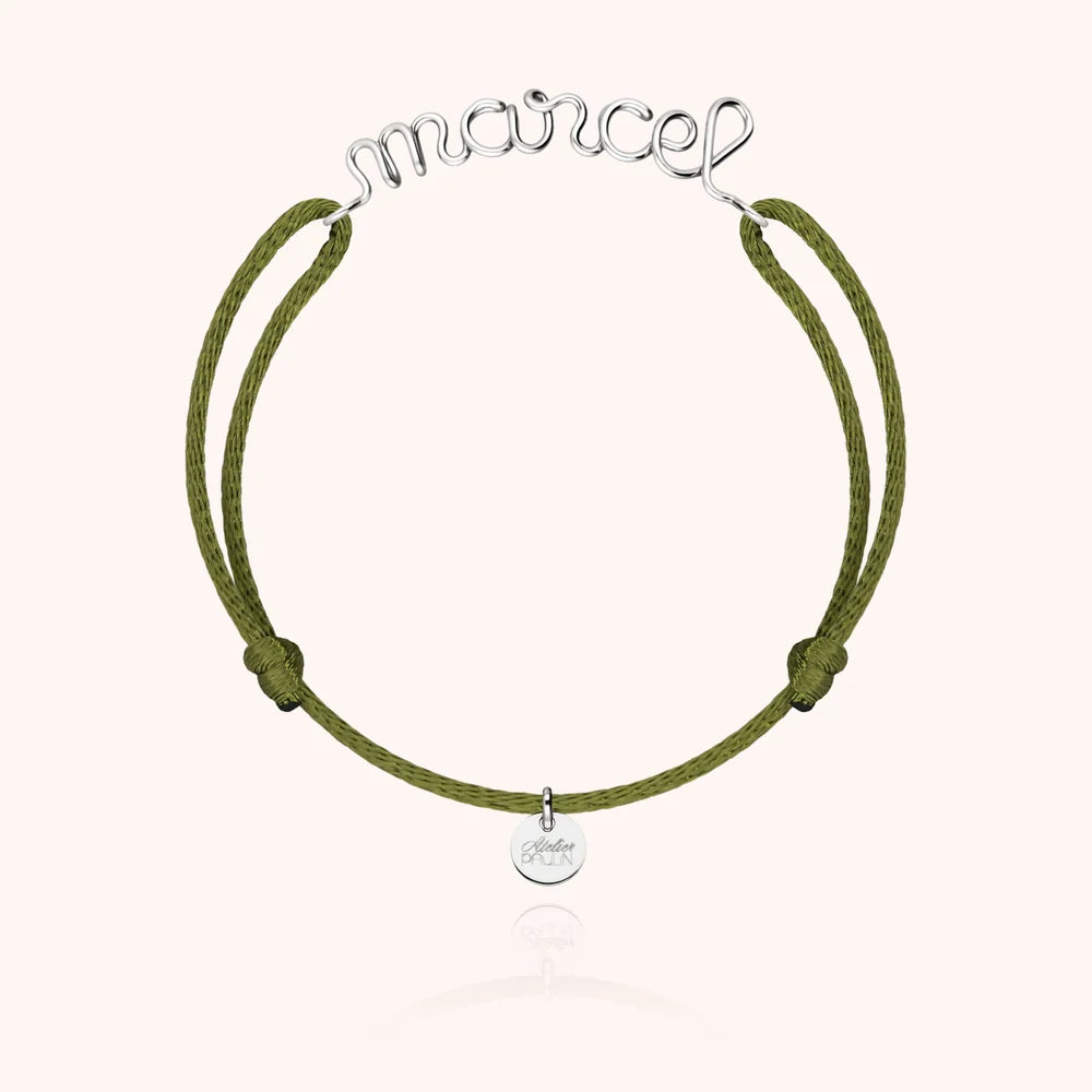 cord bracelet personalised name silver Atelier Paulin Australia --colour_khaki