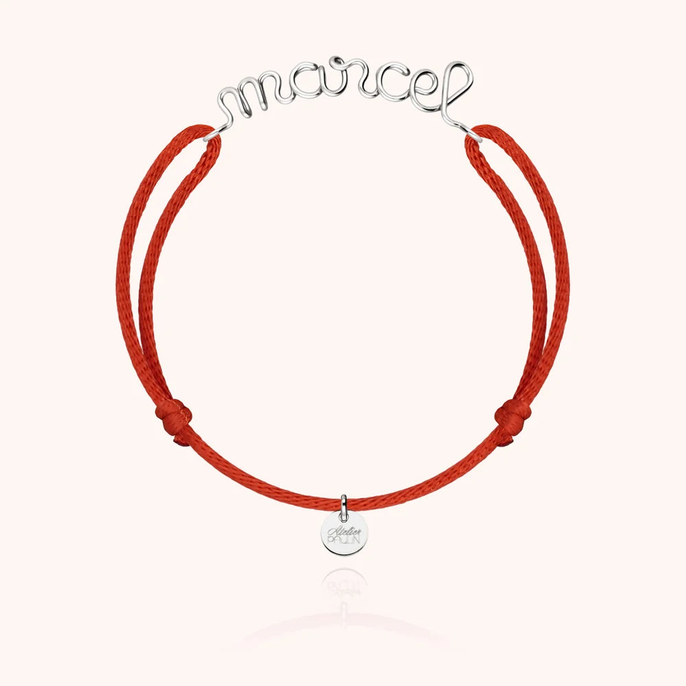 cord bracelet personalised name silver Atelier Paulin Australia --colour_red