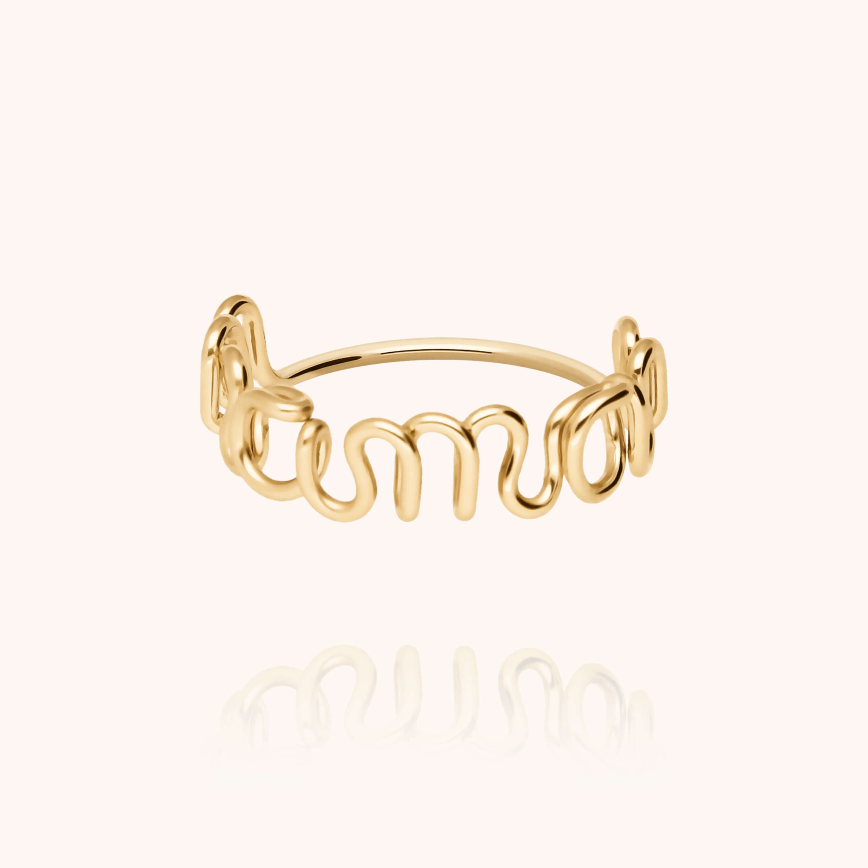 Original ring with french word maman mum 14K yellow gold-filled handmade Atelier Paulin Australia