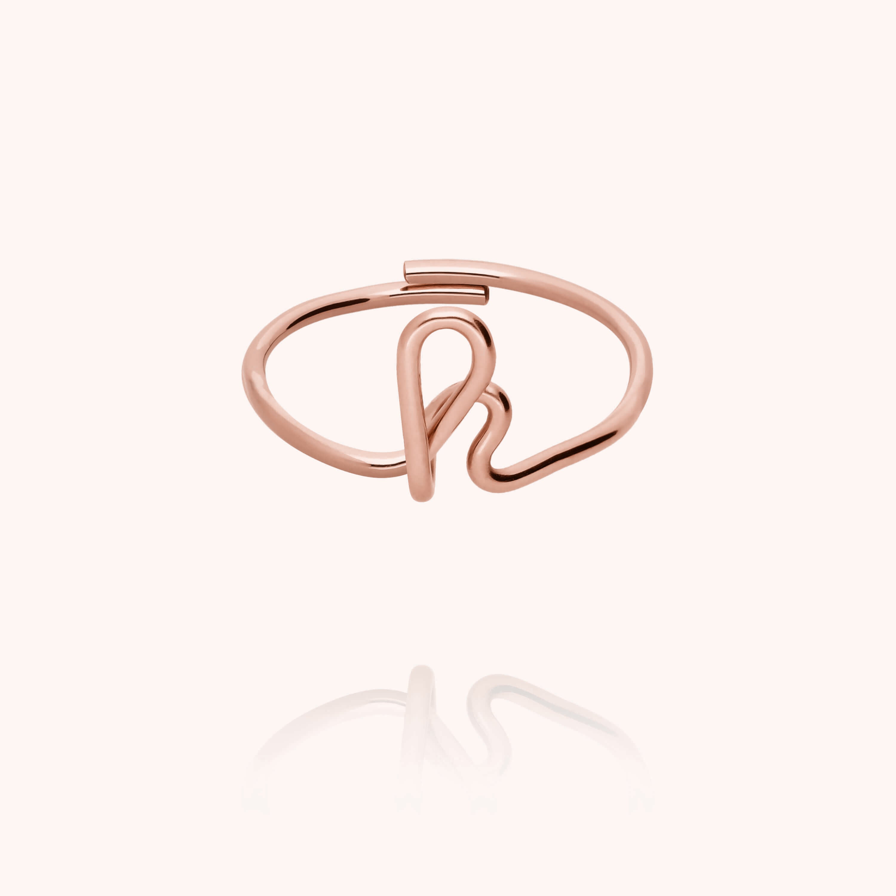 Original ring with initials letter h personalisation rose gold handmade Atelier Paulin Australia