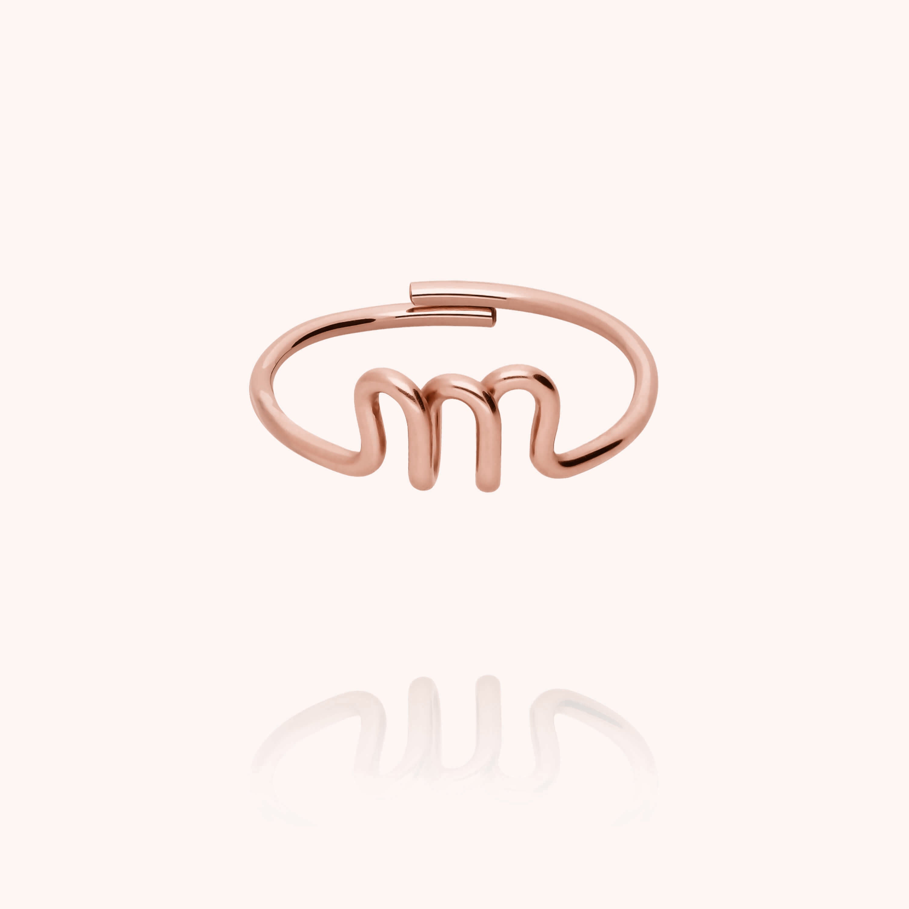 Original ring with initials letter m personalisation rose gold handmade Atelier Paulin Australia