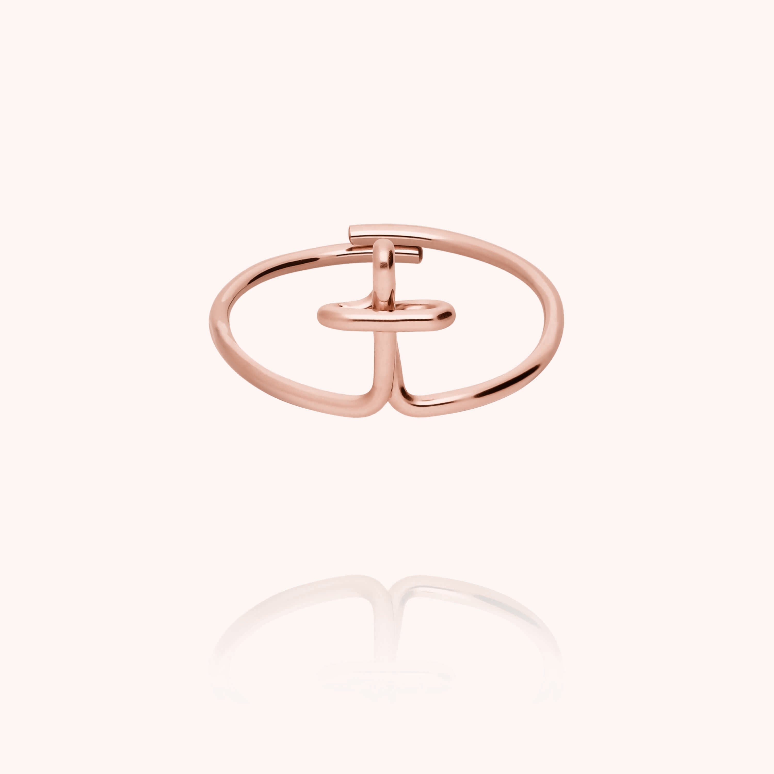 Original ring with initials letter t personalisation rose gold handmade Atelier Paulin Australia