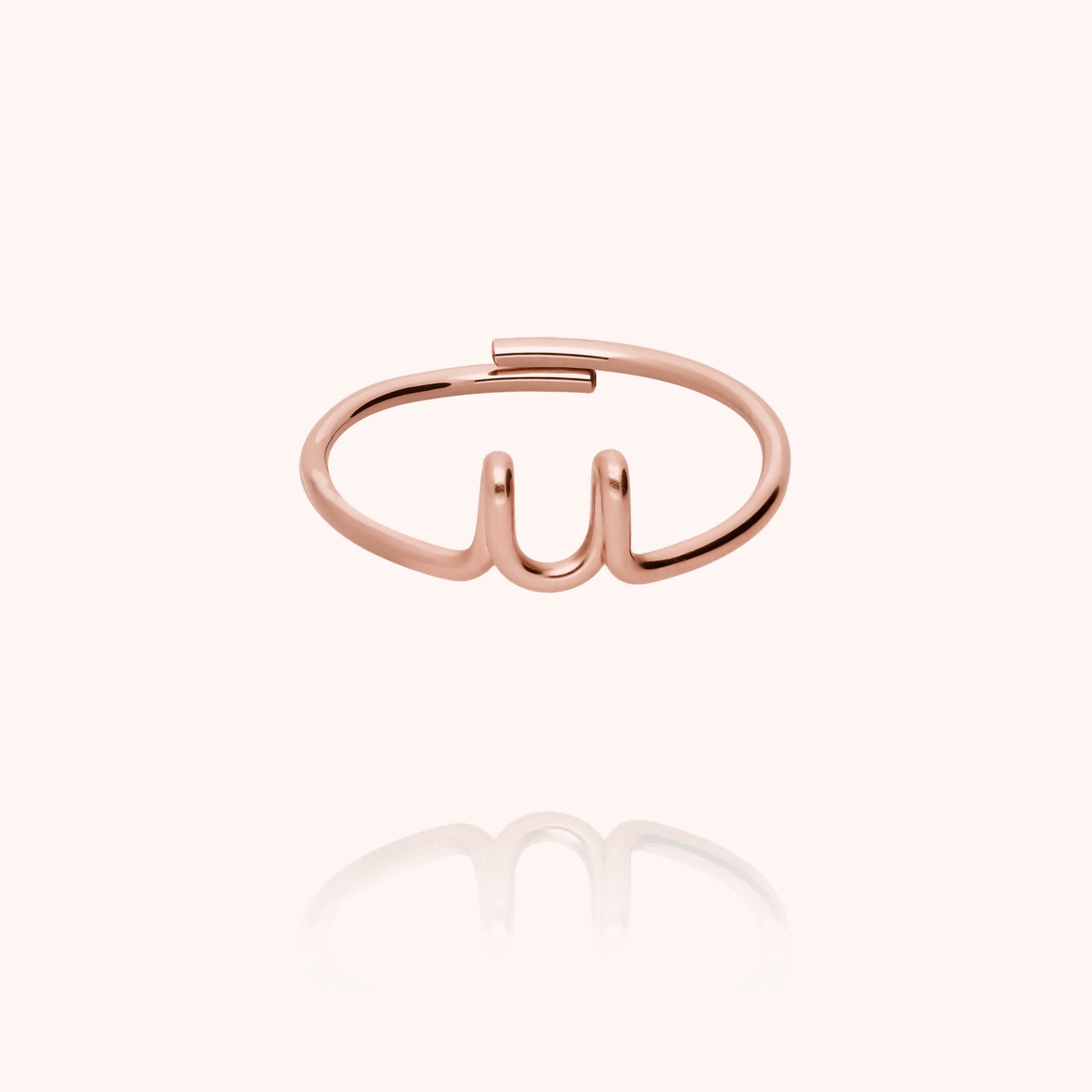 Original ring with initials letter u personalisation rose gold handmade Atelier Paulin Australia