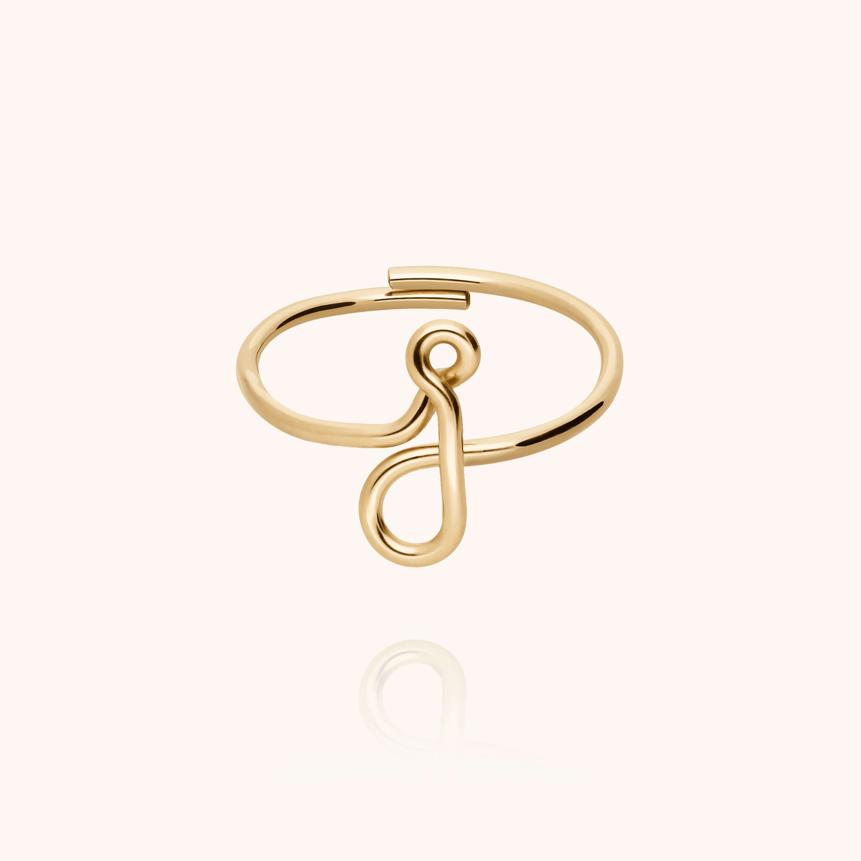 Original ring with initials letter j personalisation yellow gold handmade Atelier Paulin Australia --letter_j