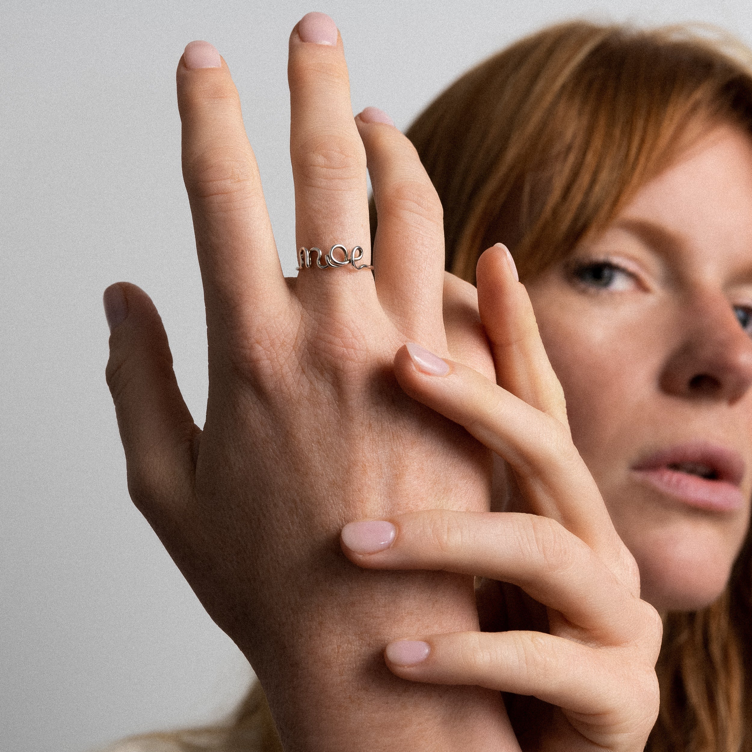 Original ring personalised with name silver worn on finger handcrafted Atelier Paulin Australia