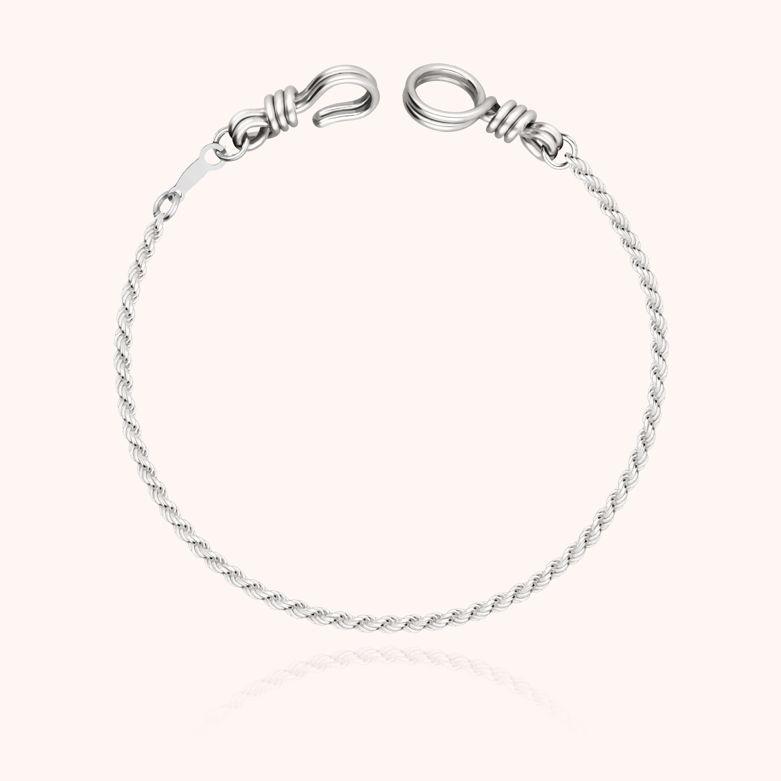 Bracelet Chaîne Rope Attache moi — détail façonnage à la main, silver 925