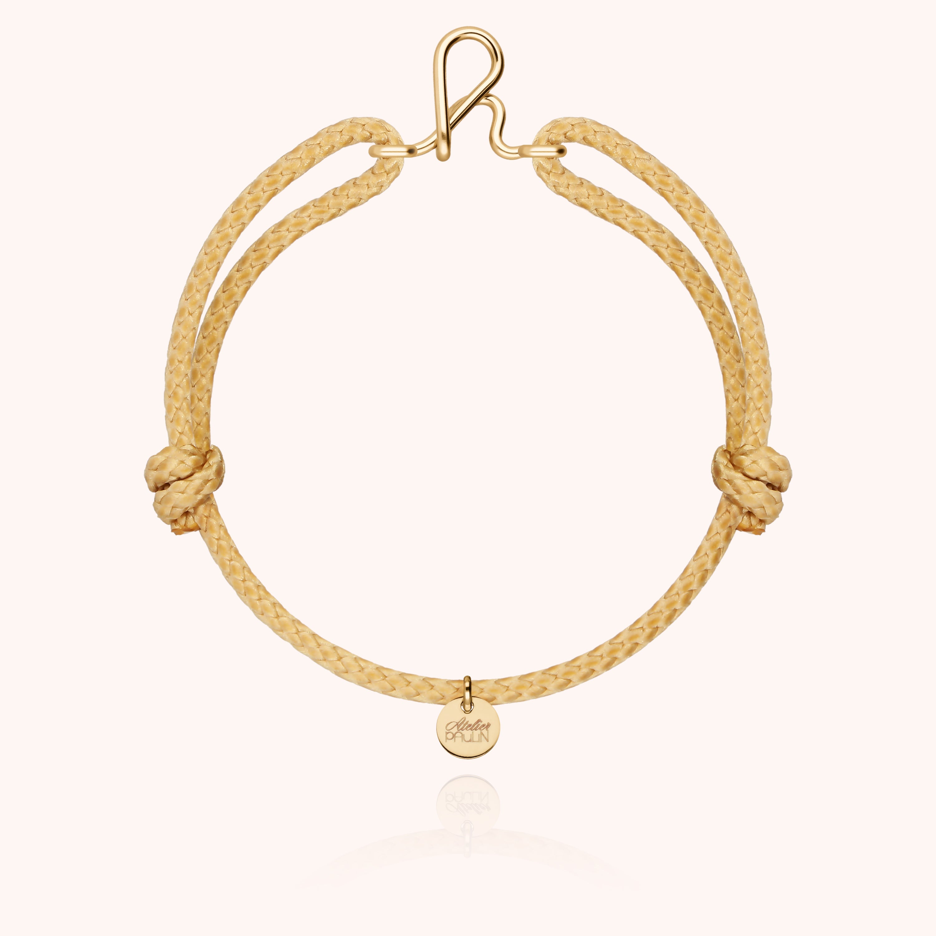 Initial Cord Bracelet for Him - 14k yellow gold-filled