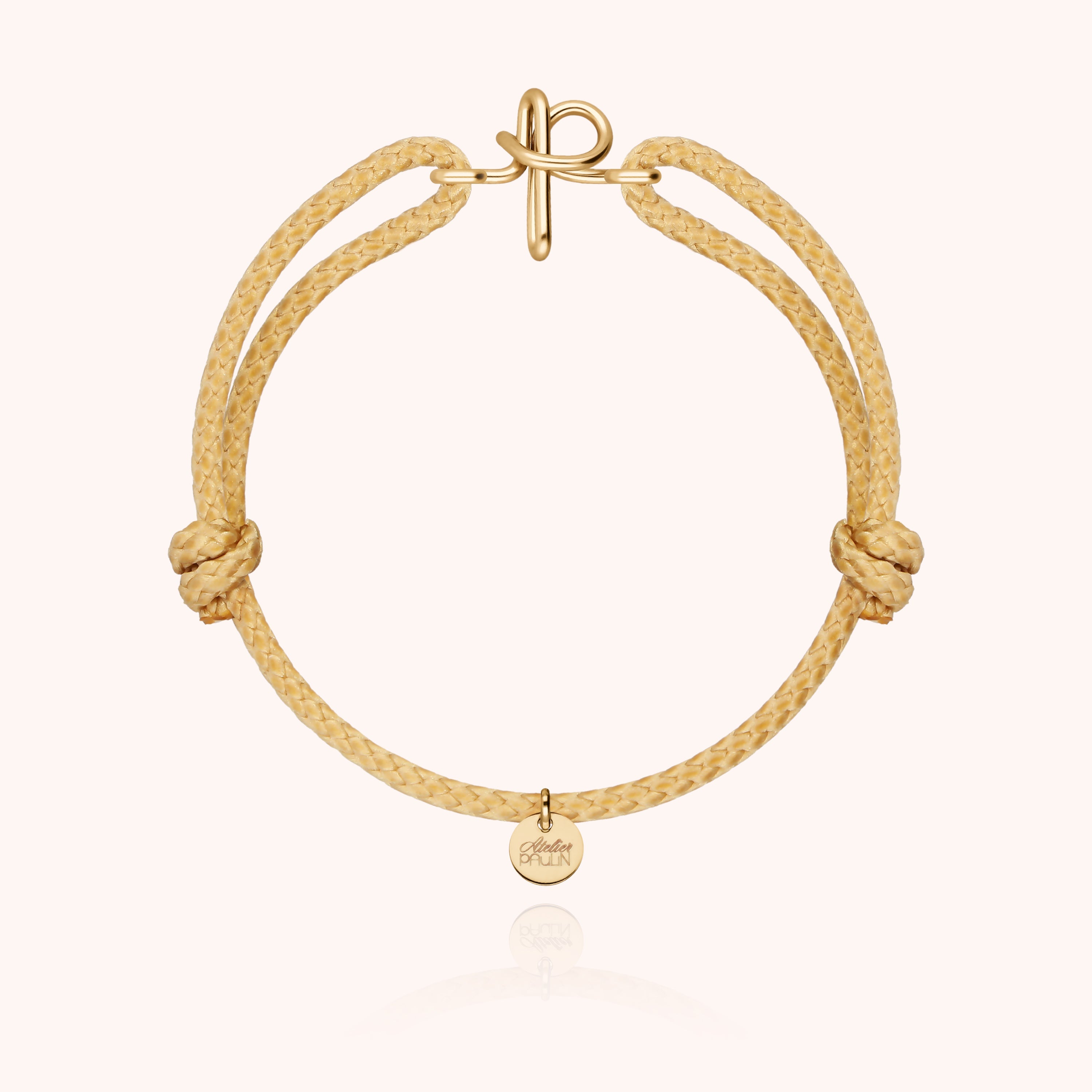 Initial Cord Bracelet for Him - 14k yellow gold-filled