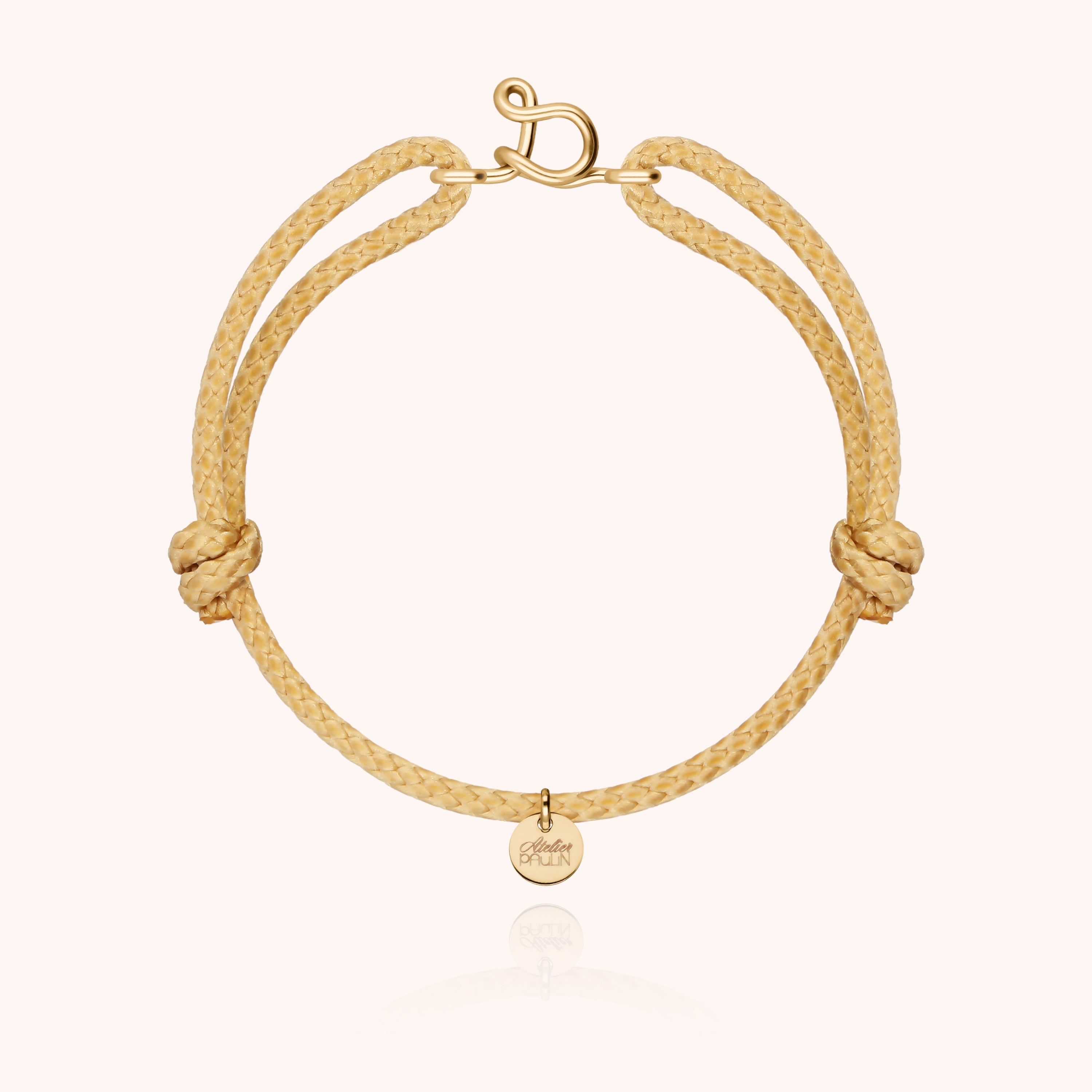 Initial Cord Bracelet for Him - 14k yellow gold-filled