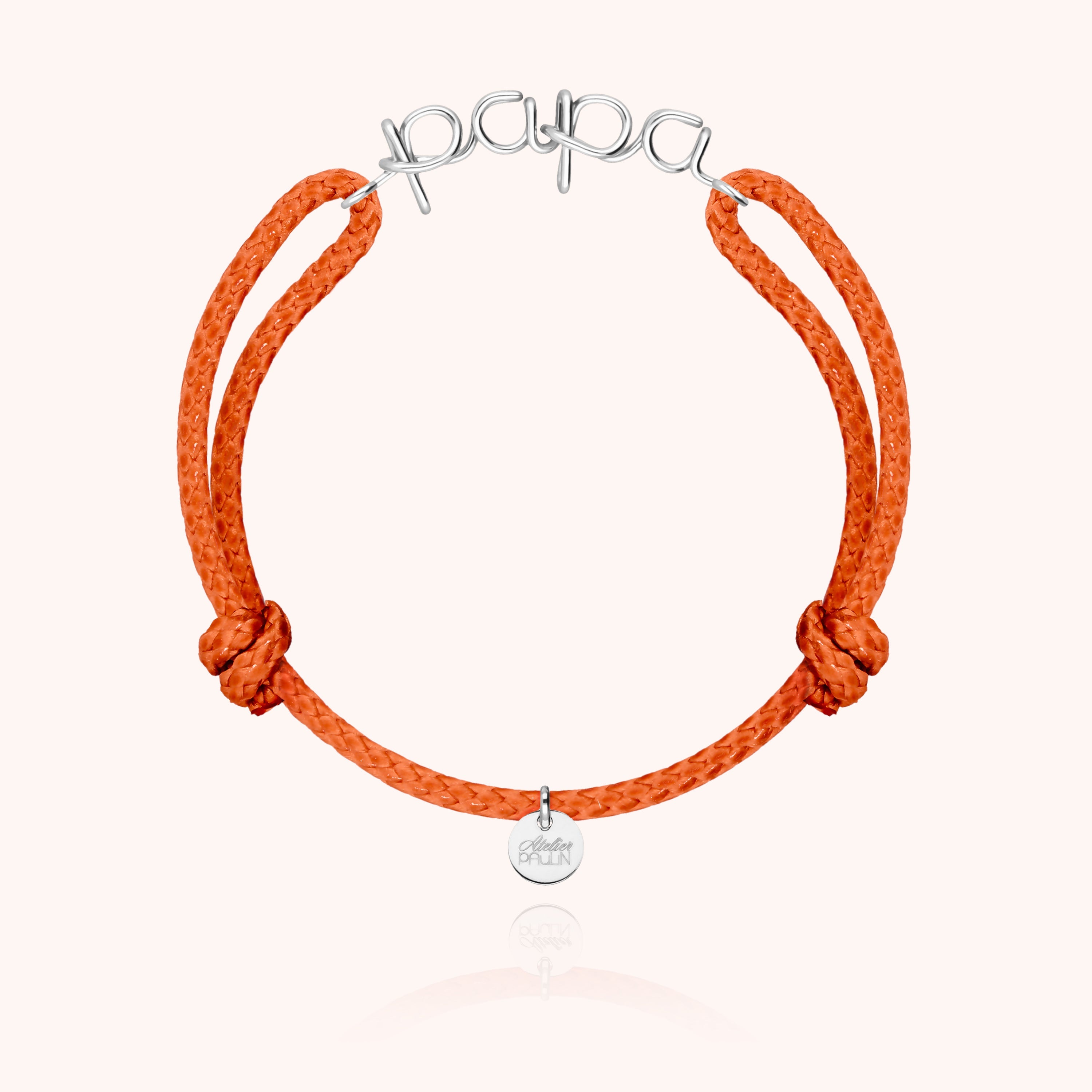 Papa cord bracelet for men. Gold jewellery handcrafted in Paris by Atelier Paulin in sterling silver --colour_orange