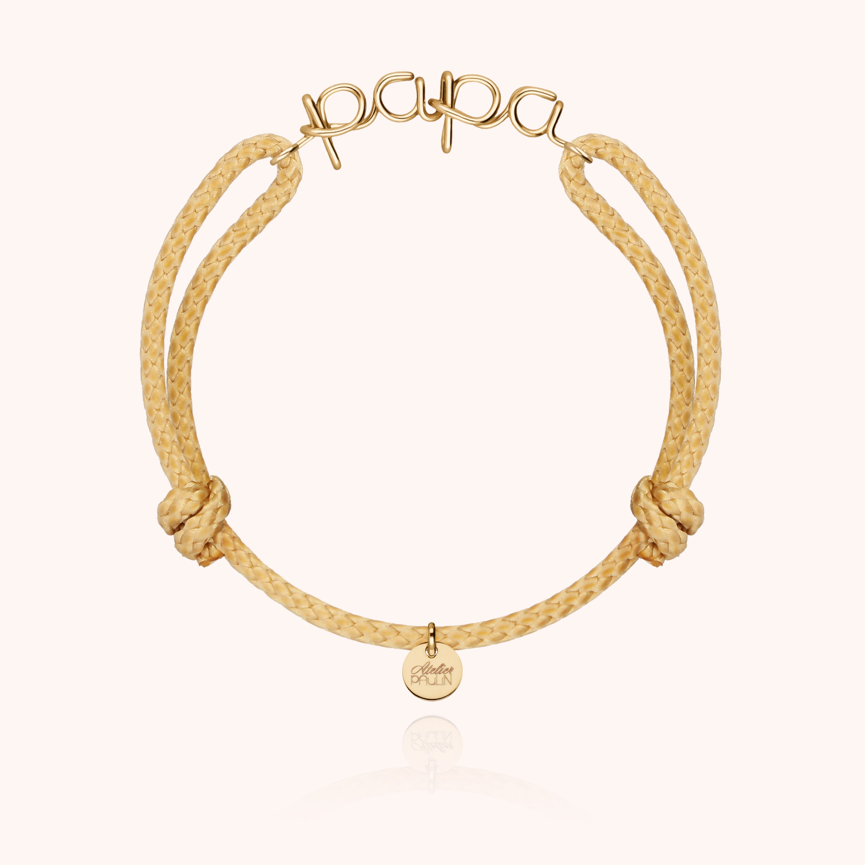 Papa cord bracelet for men. Men's jewellery handcrafted in Paris by Atelier Paulin in 14k yellow gold-filled --colour_nude