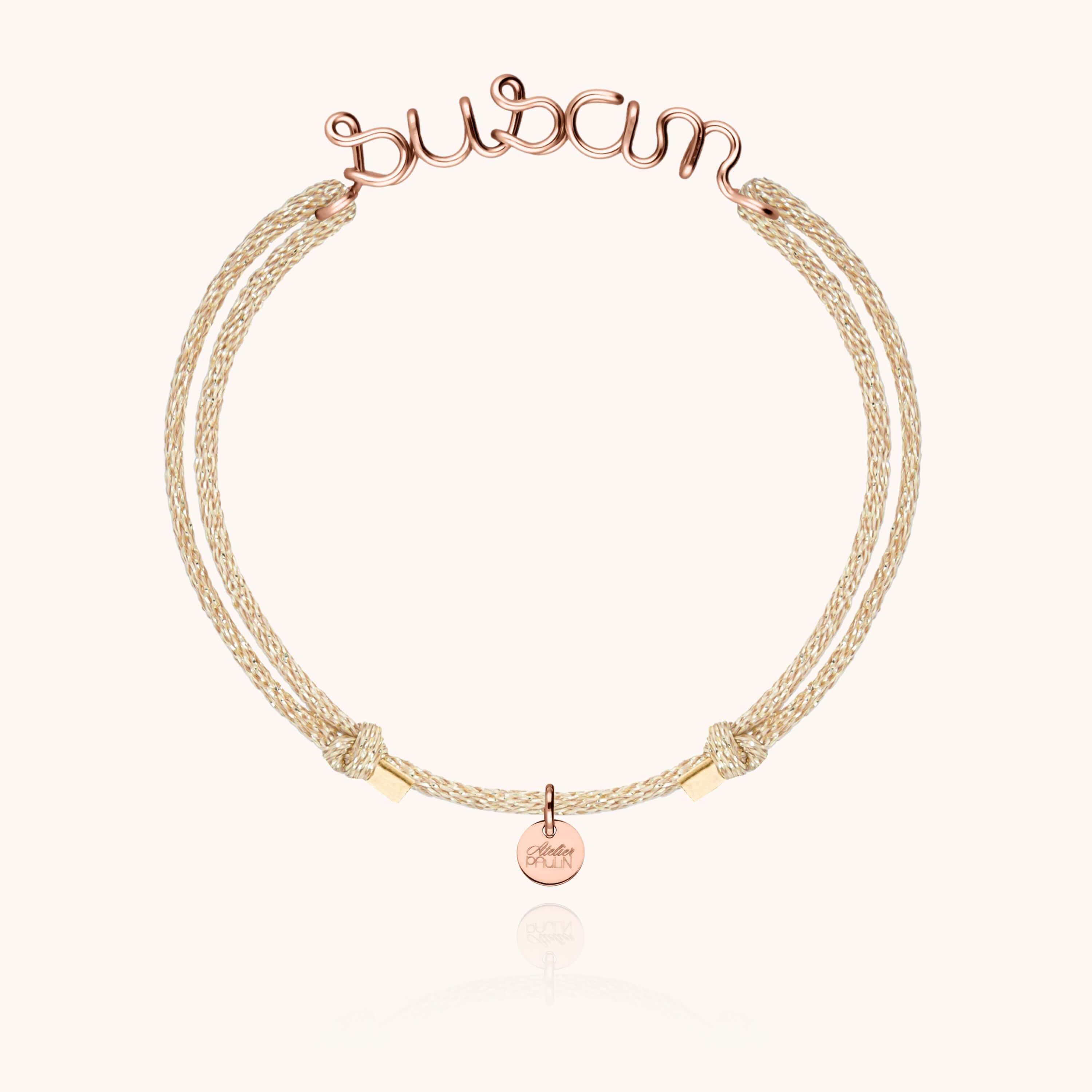 Lurex cord bracelet personalised name 14k rose gold-filled Atelier Paulin Australia --colour_golden