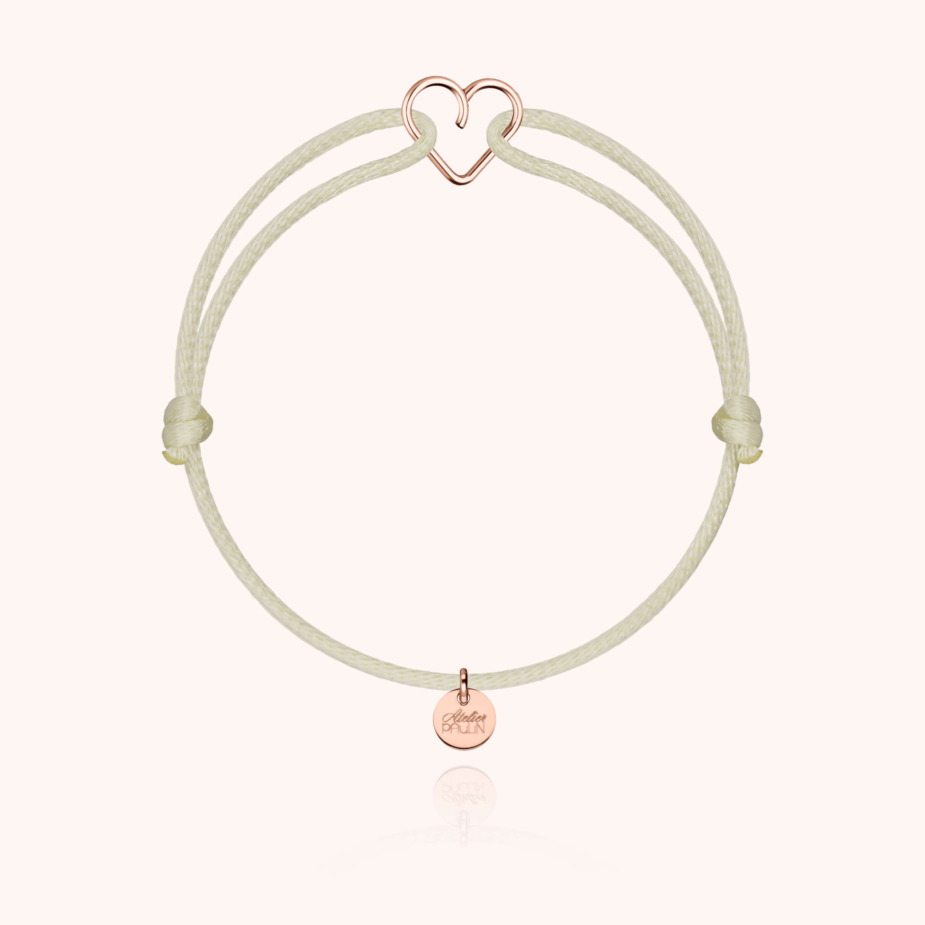 Mini heart shaped cord bracelet kids rose gold atelier paulin --colour_nude
