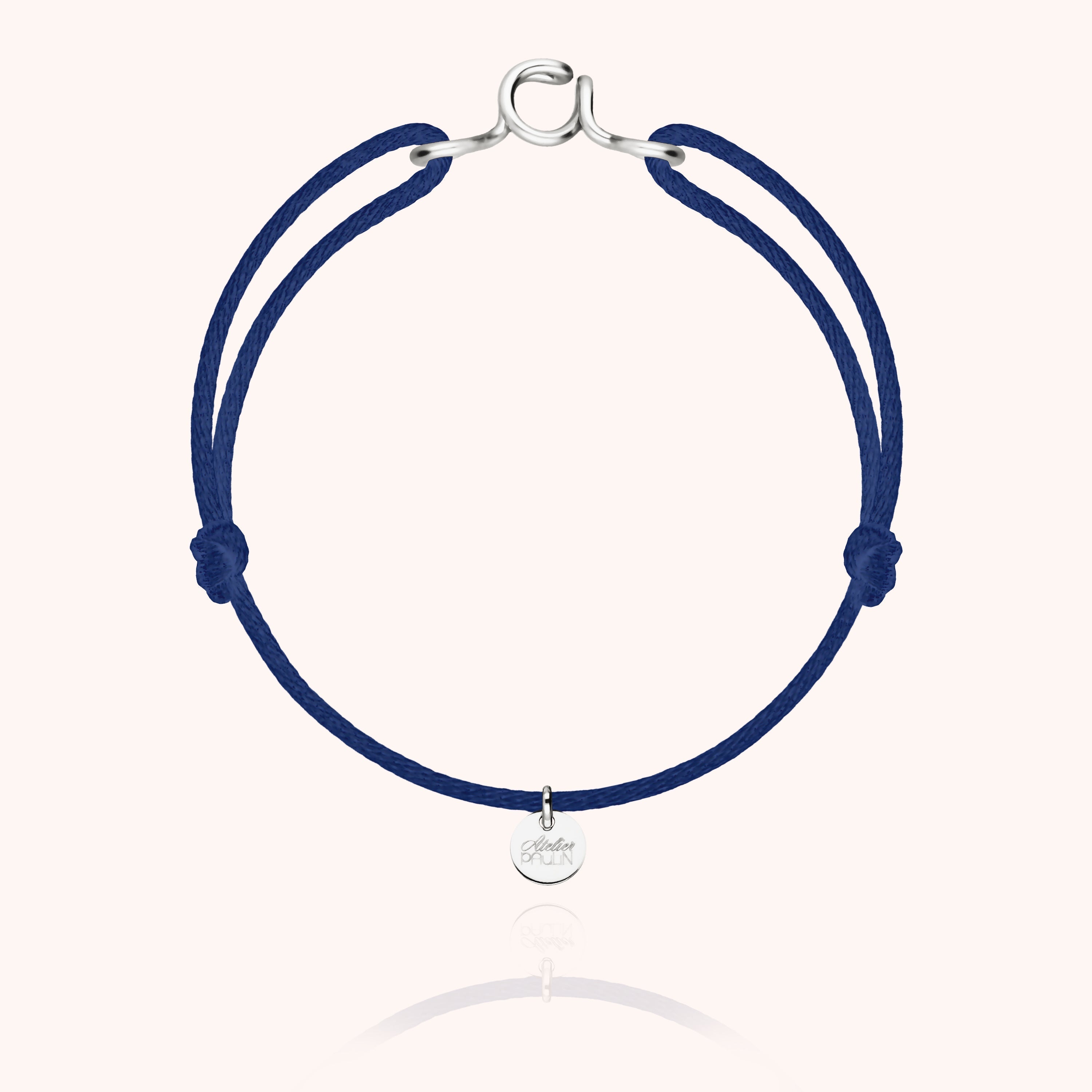 silk cord bracelet personalised letter initial silver atelier paulin --colour_midnight blue