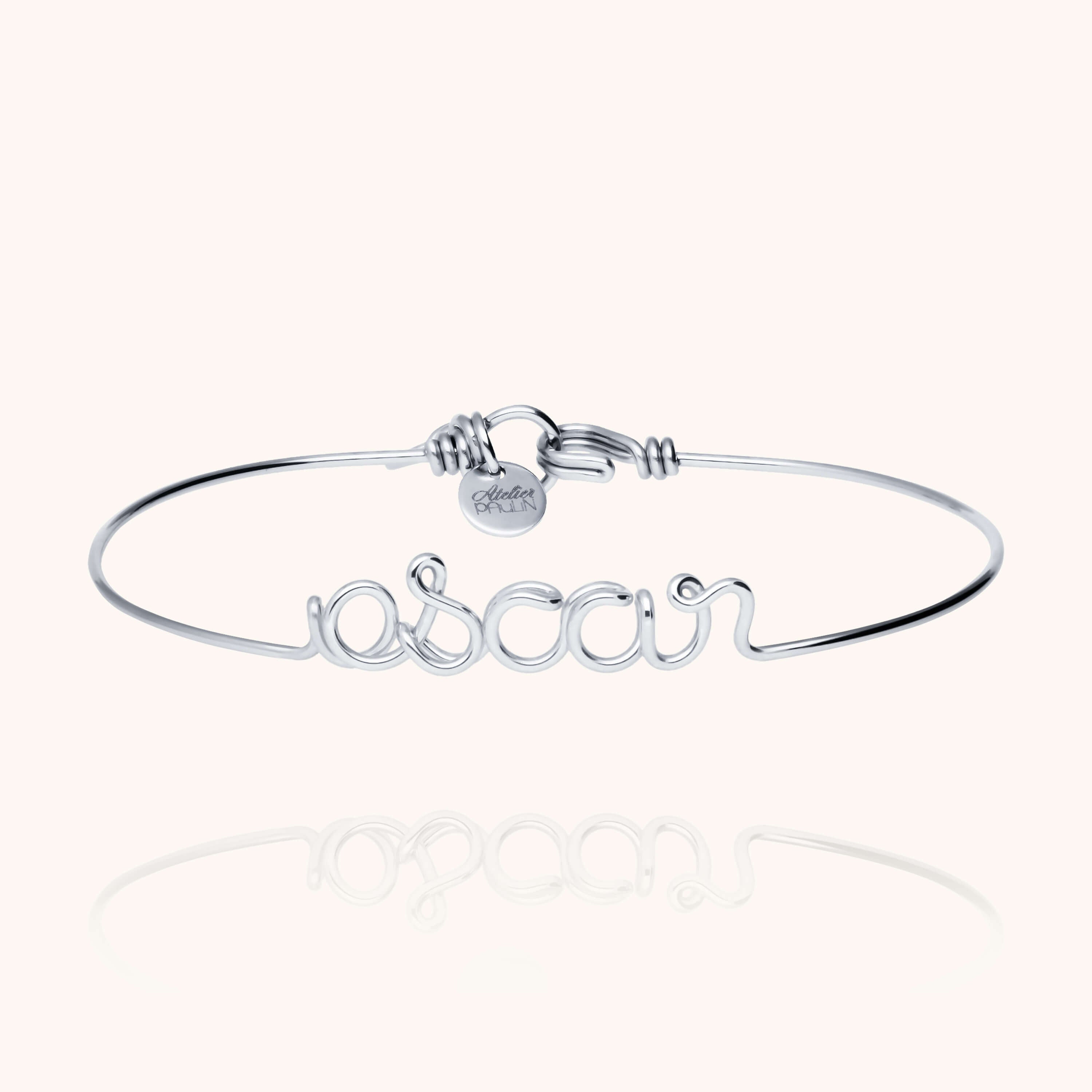 Original wire bracelet with name personalisation oscar silver handcrafted Atelier Paulin Australia