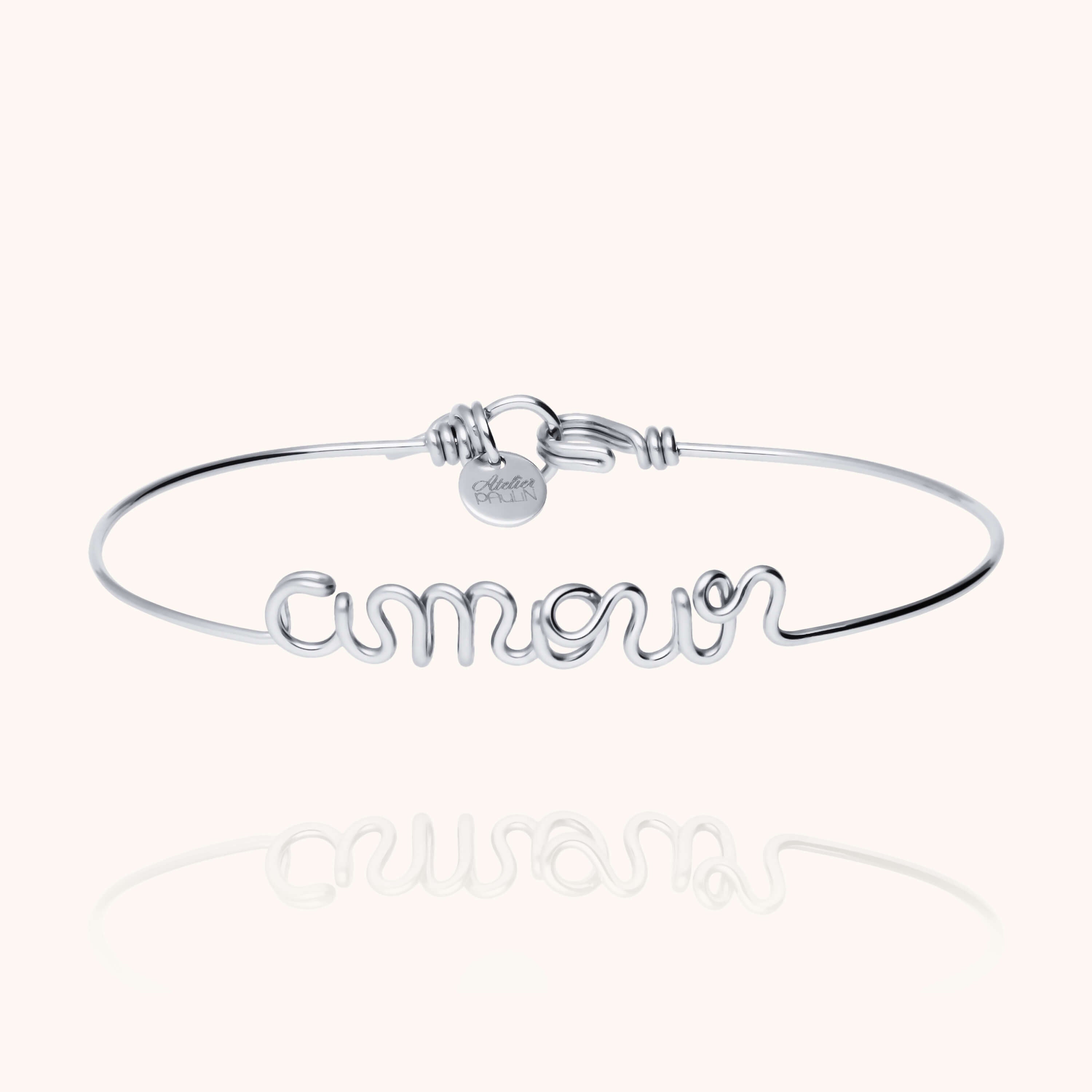 Original bracelet with french word Amour sterling silver handmade Atelier Paulin Australia