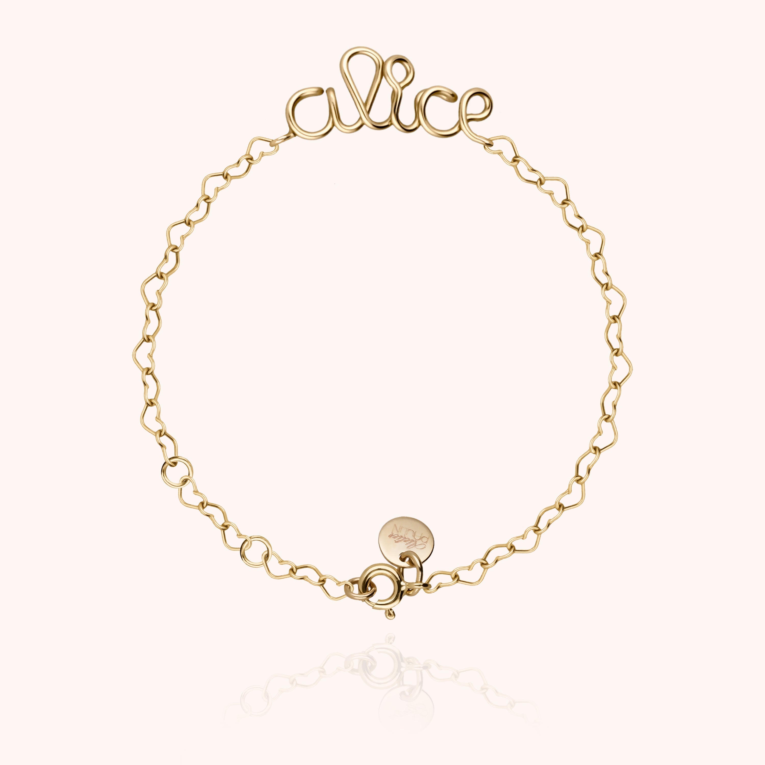 Richelieu heart chain bracelet name personalisation alice 14k yellow gold-filled handcrafted Atelier Paulin Australia