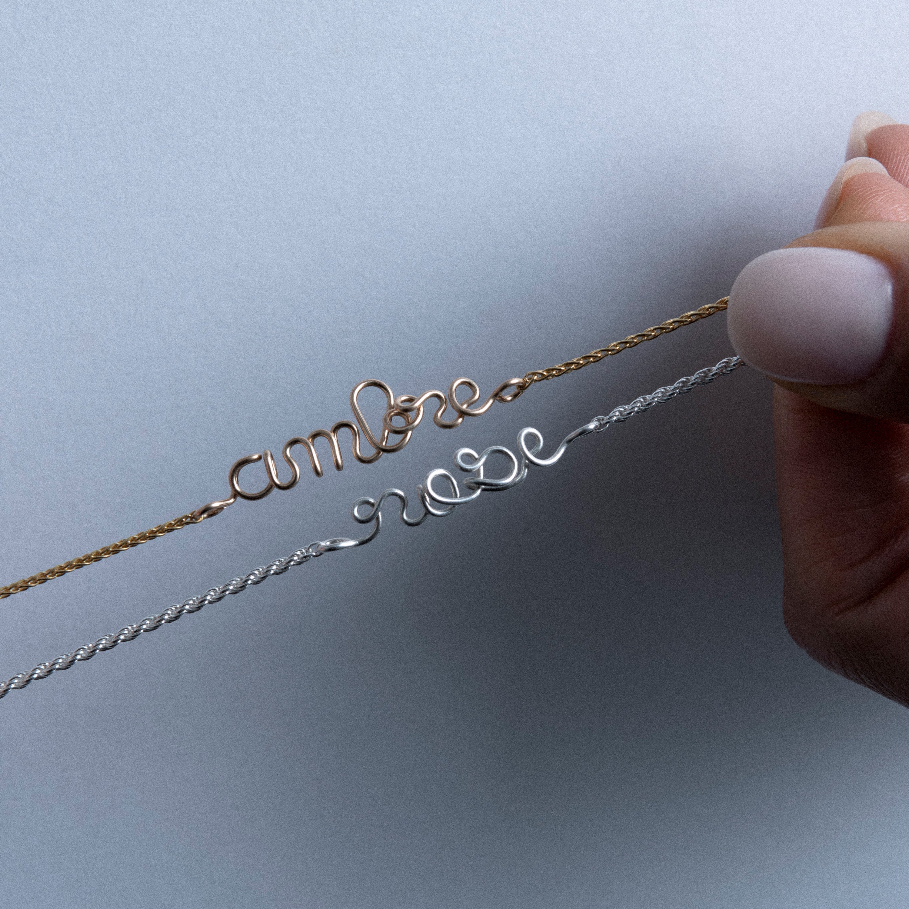 Richelieu rope chain bracelet personalised names 1yellow gold and silver side by side Atelier Paulin Australia