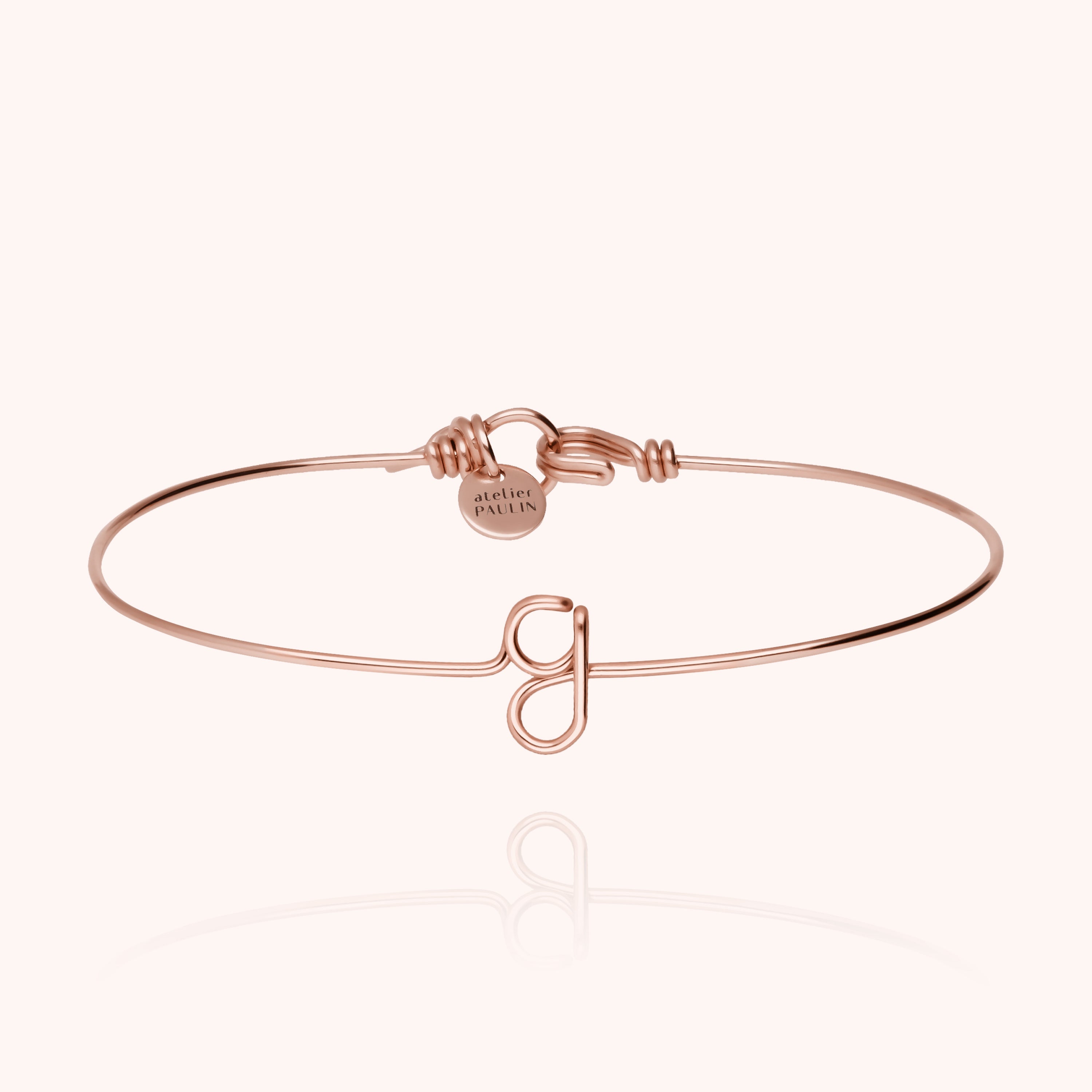 personalised jewellery initial bangle letter g 14k rose gold-filled handmade Atelier Paulin Australia