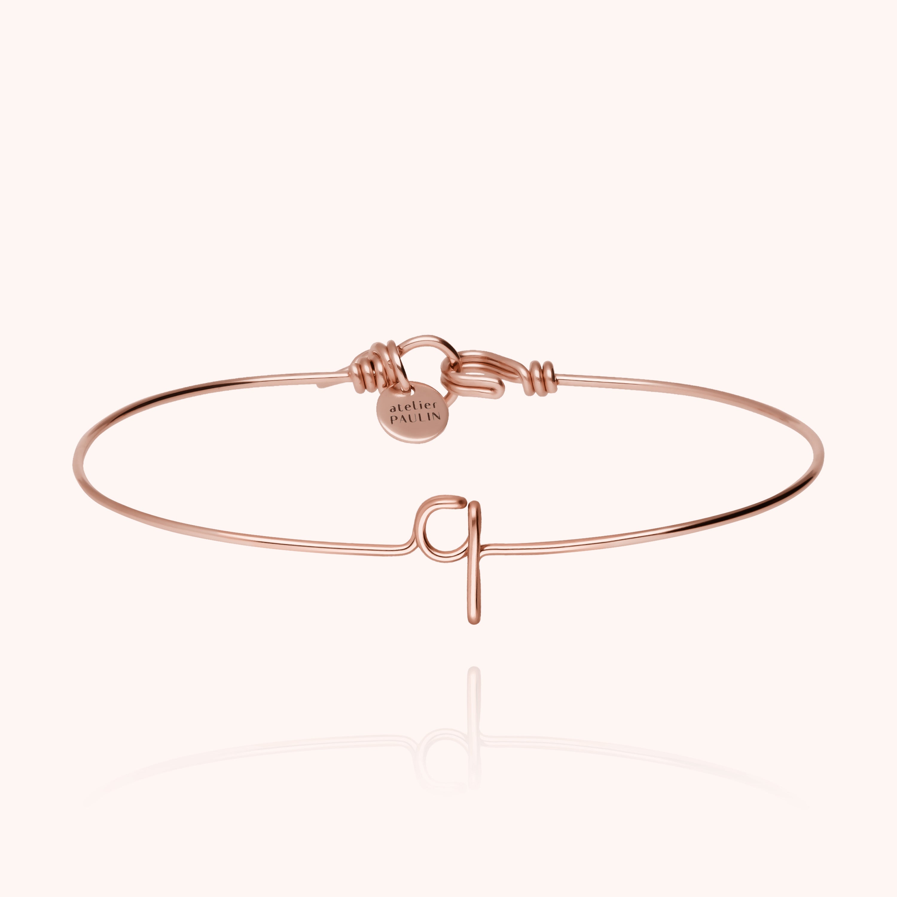 personalised jewellery initial bangle letter q 14k rose gold-filled handmade Atelier Paulin Australia