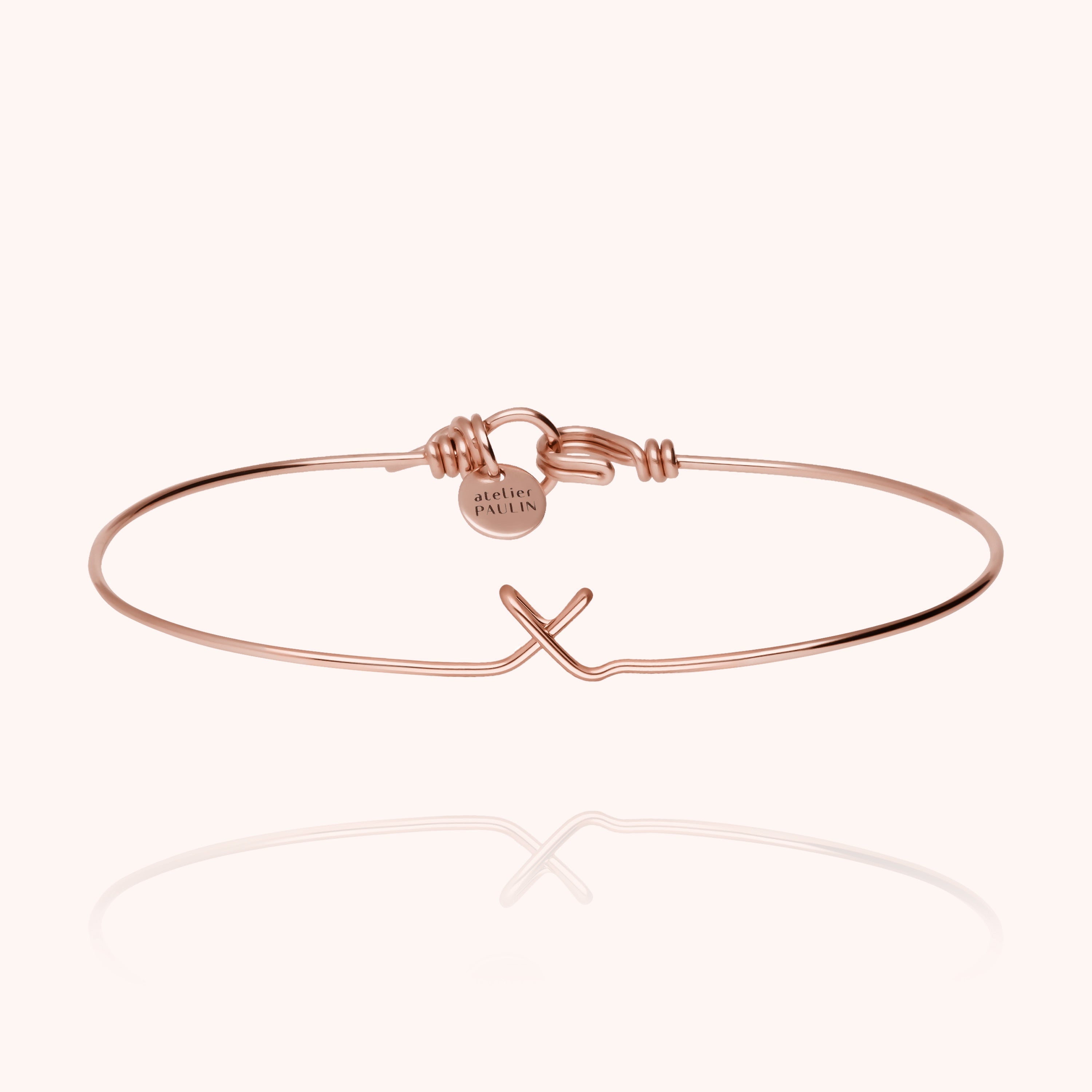 personalised jewellery initial bangle letter x 14k rose gold-filled handmade Atelier Paulin Australia