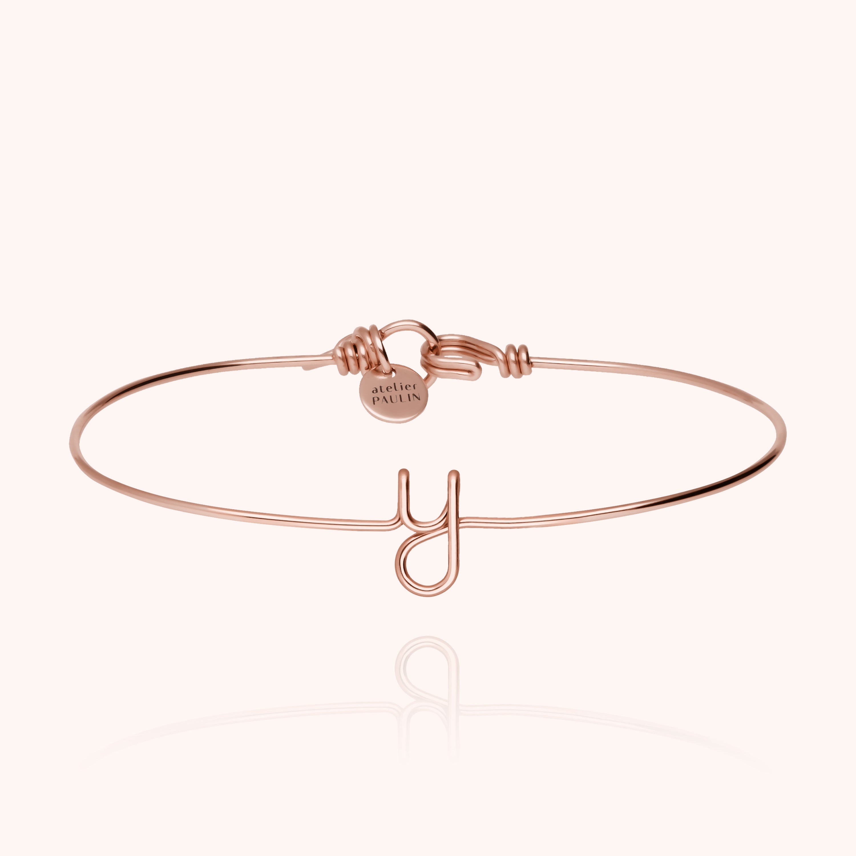 personalised jewellery initial bangle letter y 14k rose gold-filled handmade Atelier Paulin Australia