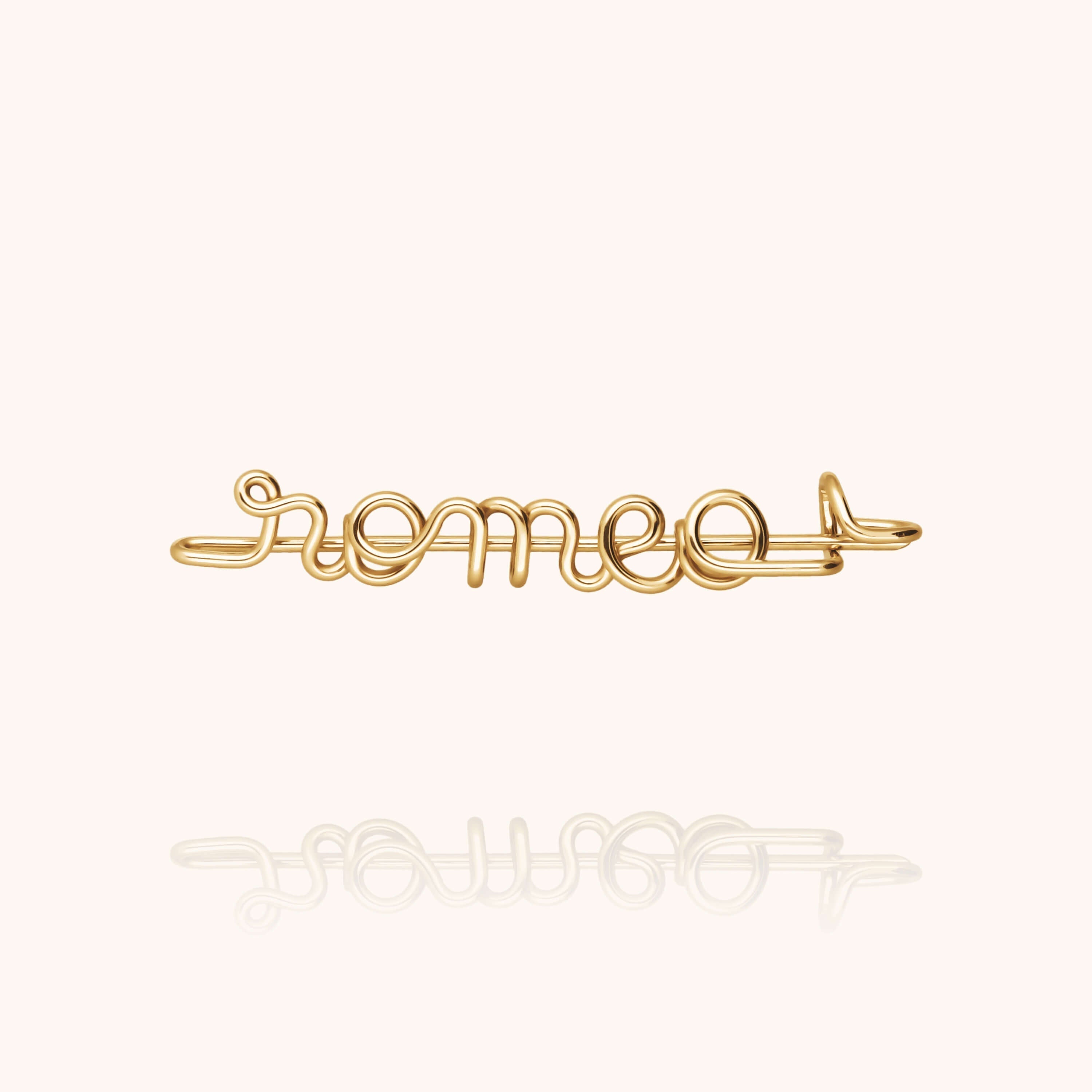 Original brooch personalised with name 14K yellow gold-filled handmade Atelier Paulin Australia