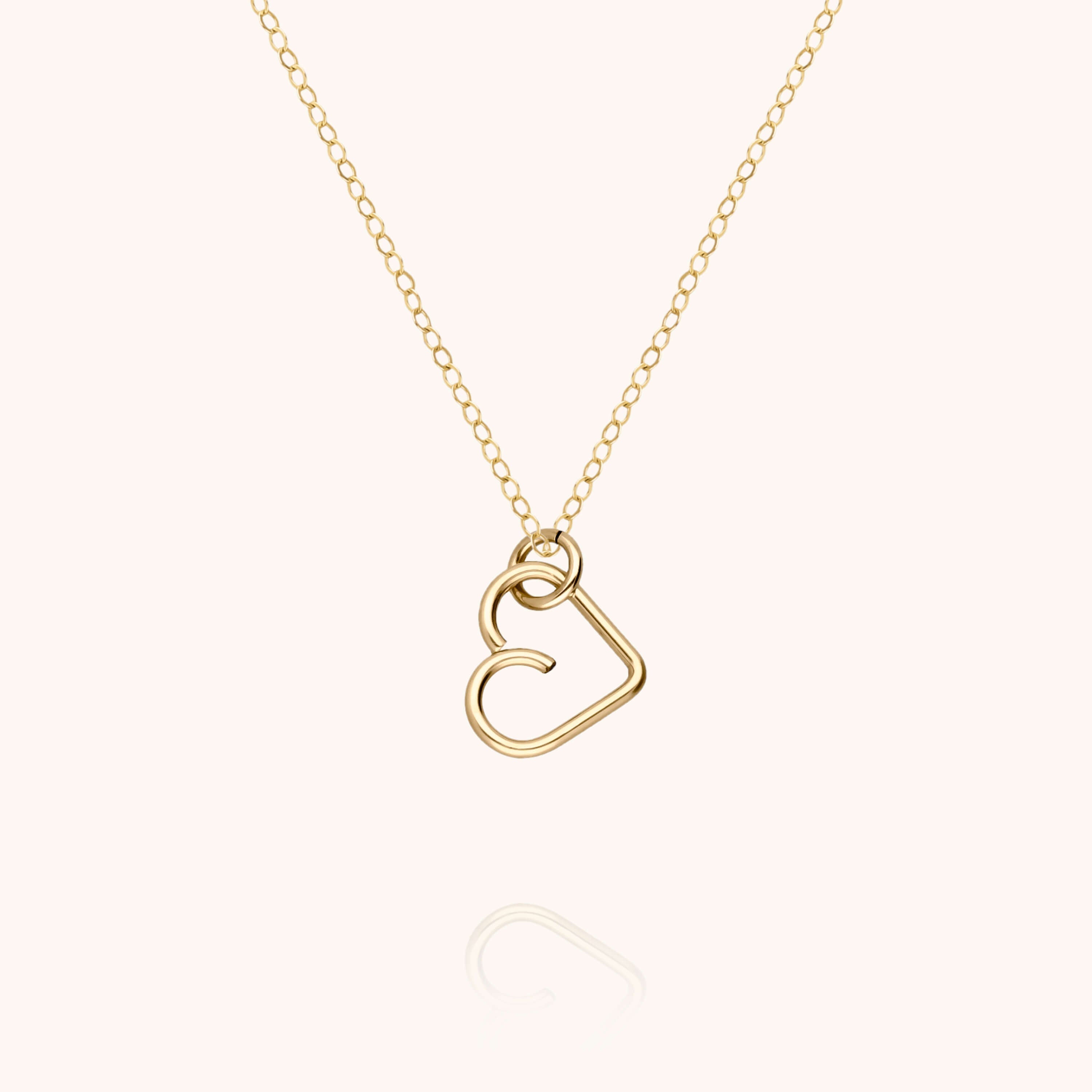 Lucky One Heart pendant charm chain necklace 14K yellow gold-filled handcrafted Atelier Paulin Australia