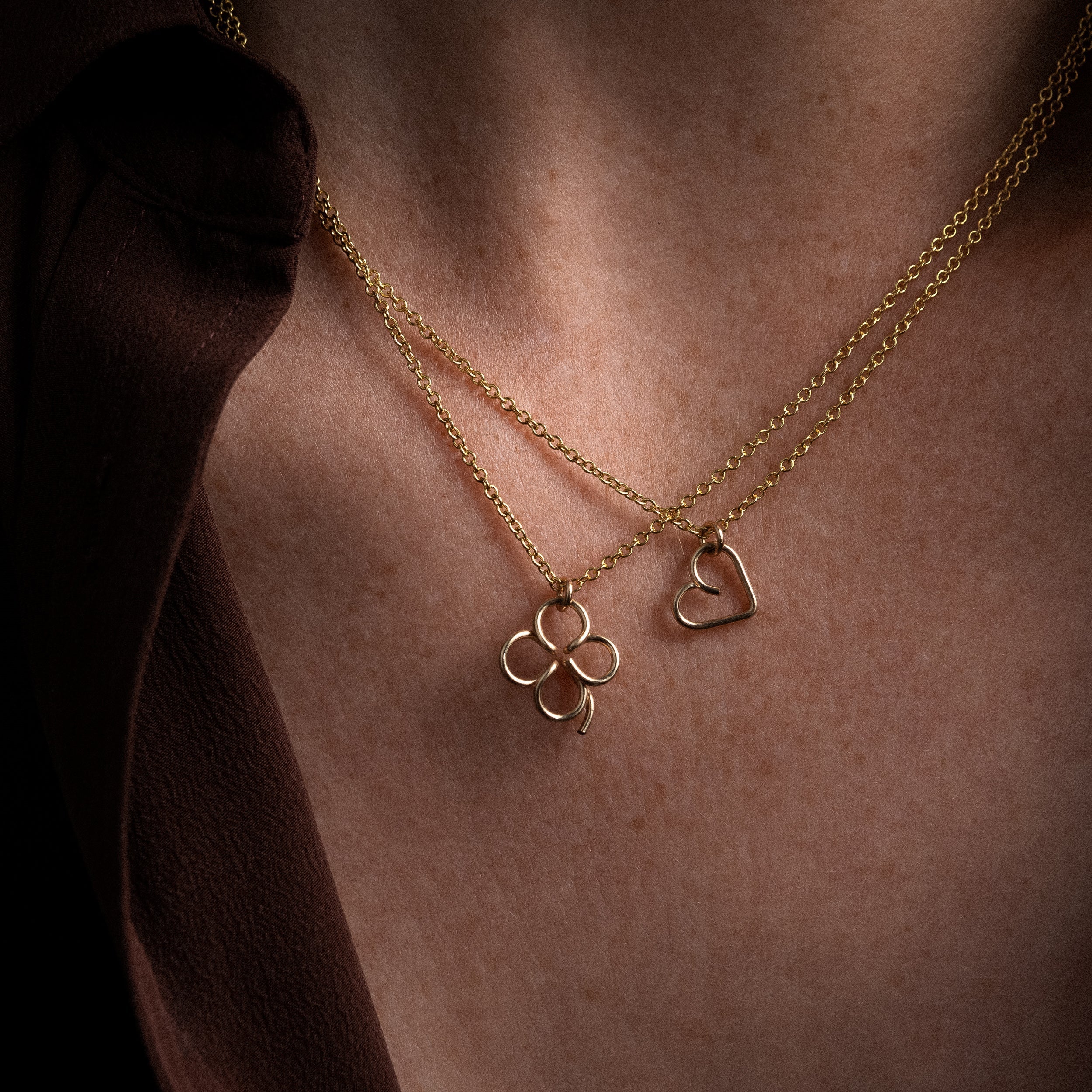 Lucky One Heart pendant charm chain necklace yellow gold worn on neck women jewellery Atelier Paulin Australia