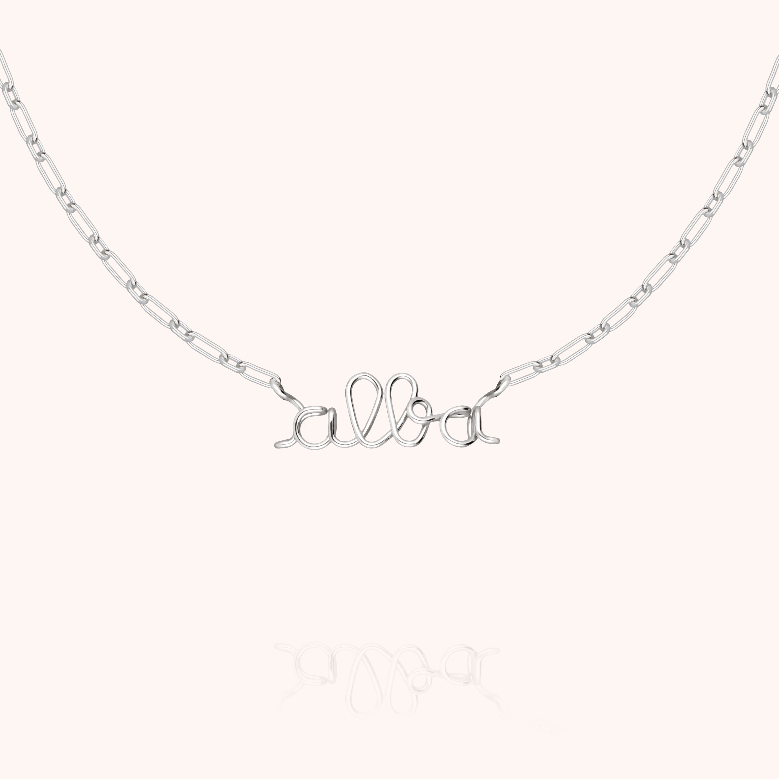 Richelieu Paperclip chain Necklace personalised with name silver handcrafted Atelier Paulin Australia