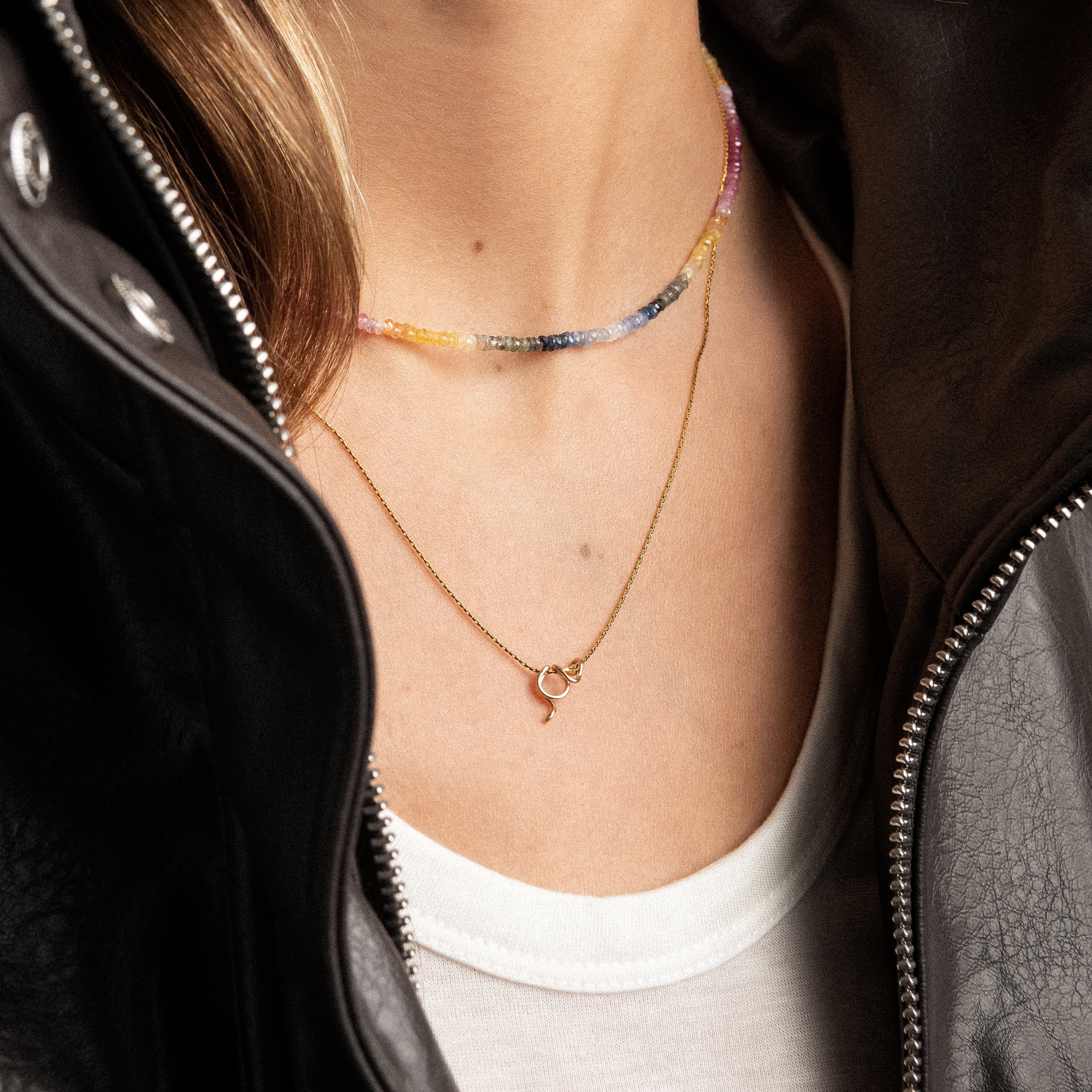 personalised initial chain necklace letter worn on neck Atelier Paulin Australia