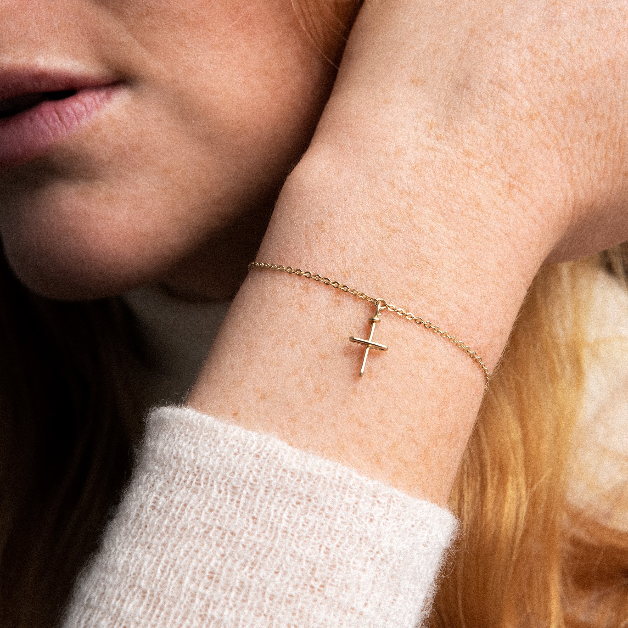 Symbolic Cross Bracelet - 14k yellow gold-filled
