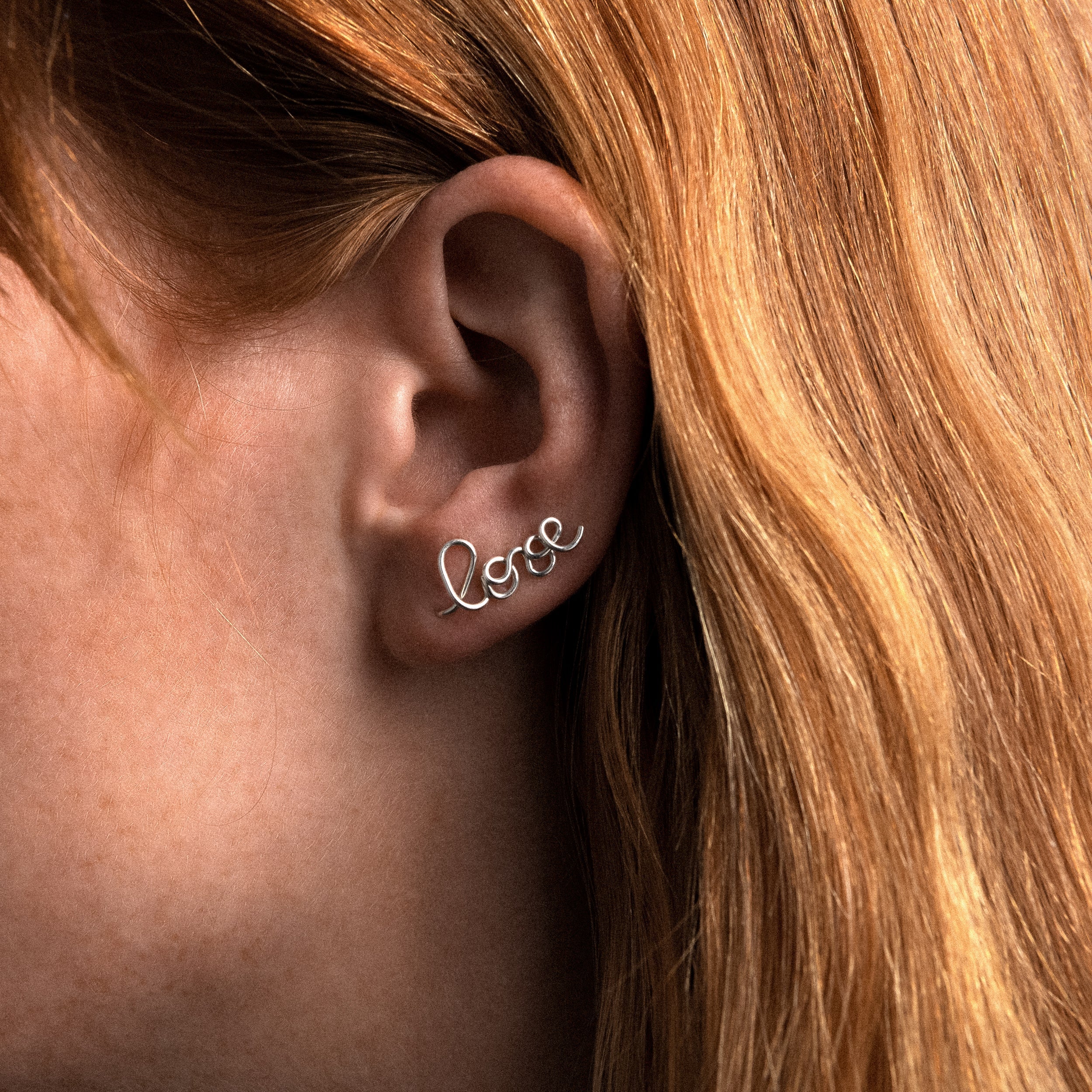 Original cuff earring personalised with name silver worn on ear Atelier Paulin Australia
