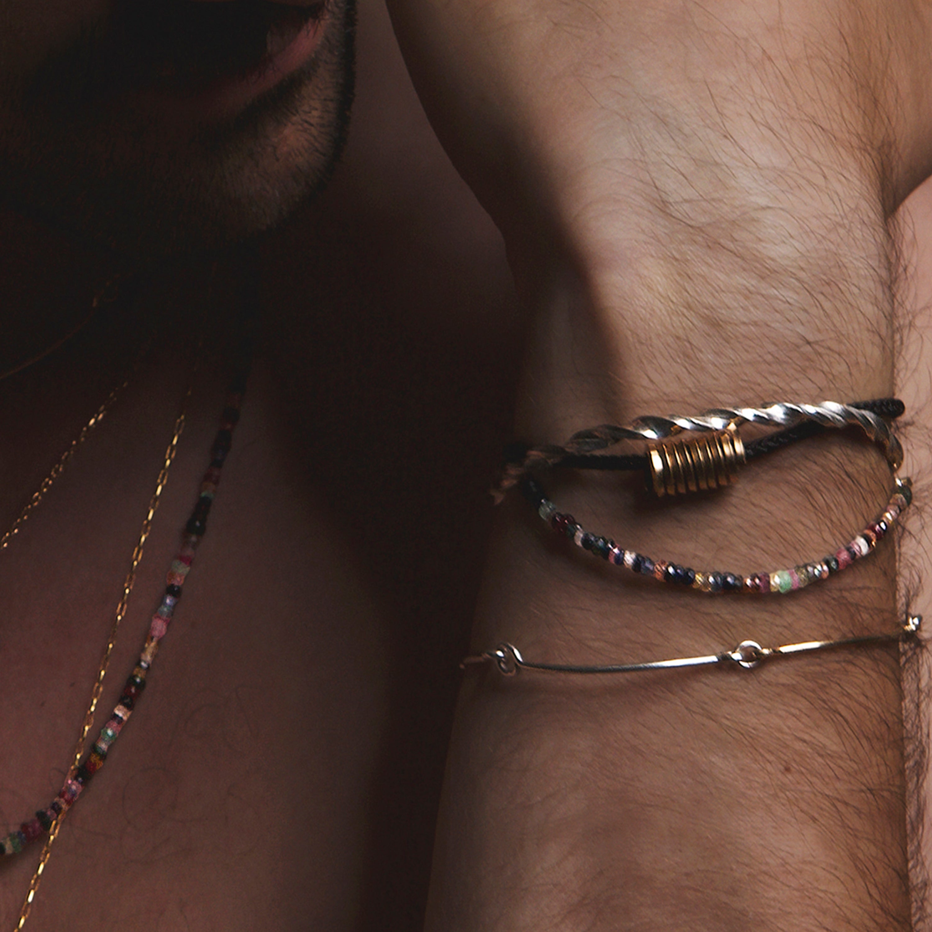 Bracelet Cordon Matt — détail façonnage à la main, 14K yellow gold-filled