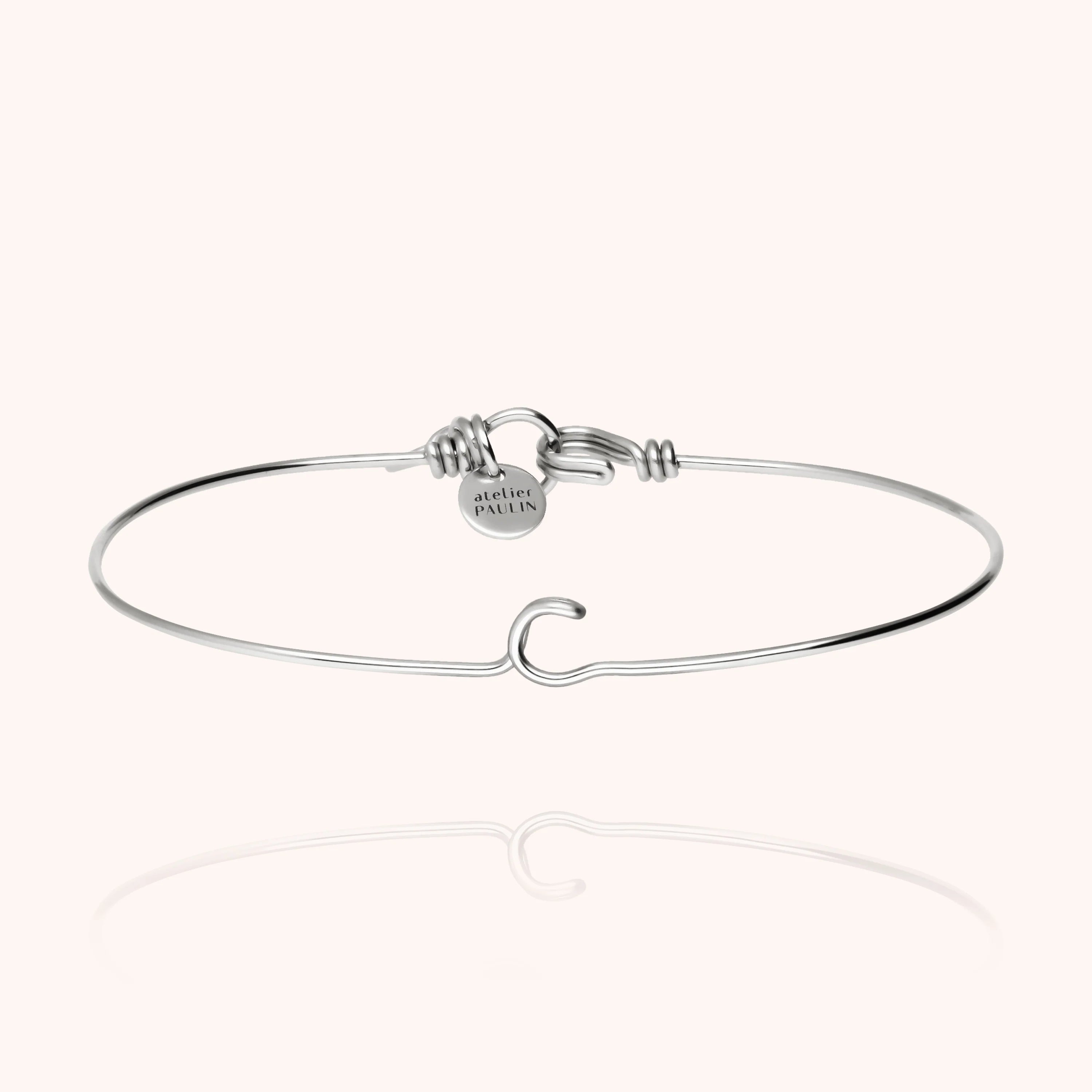 personalised initial bangle bracelet letter C silver jewellery handmade Atelier Paulin Australia