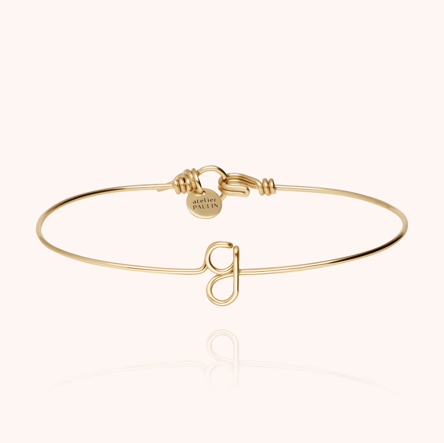 personalised jewellery initial bangle letter g 14k yellow gold-filled handcrafted Atelier Paulin Australia