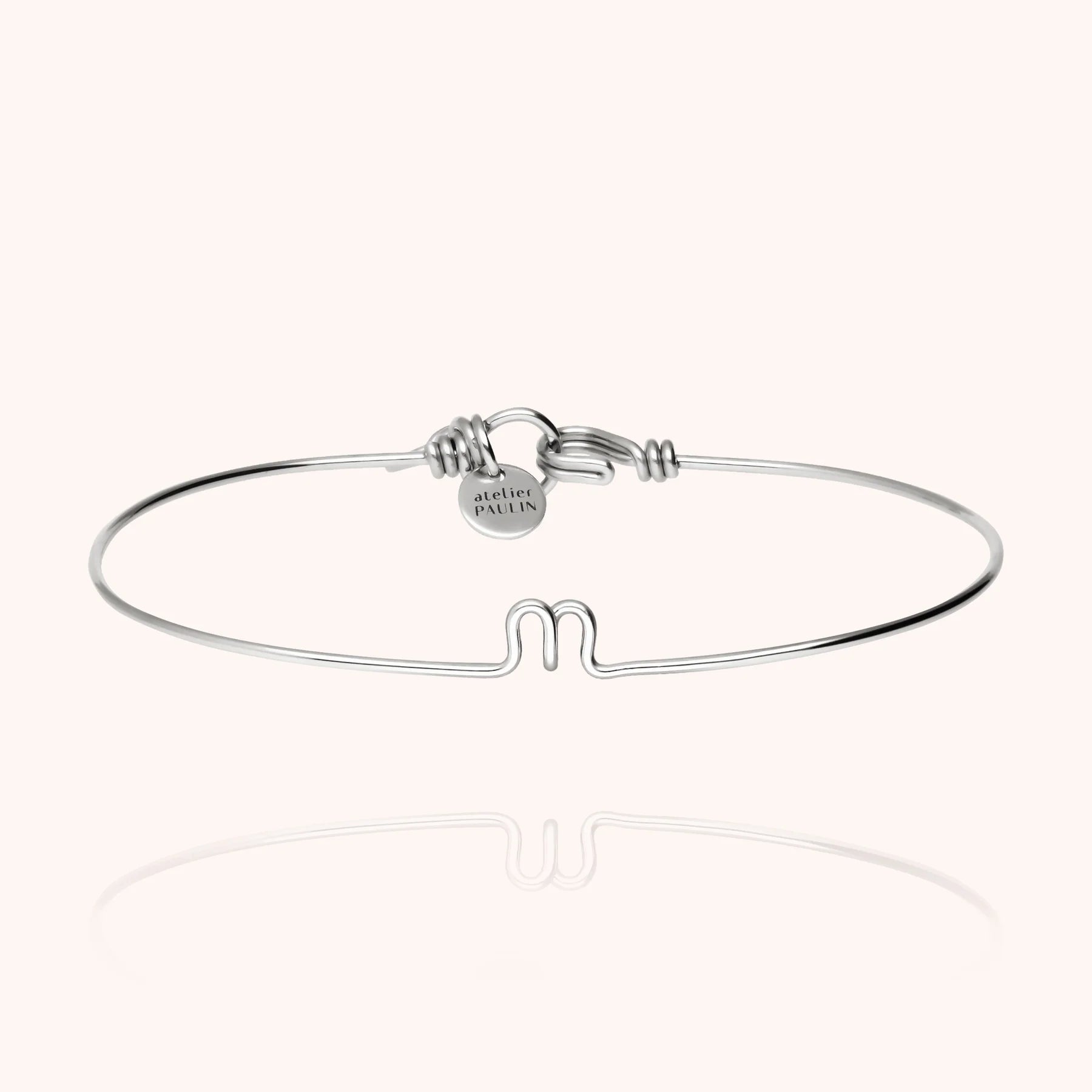 personalised initial bangle bracelet letter N silver jewellery handmade Atelier Paulin Australia