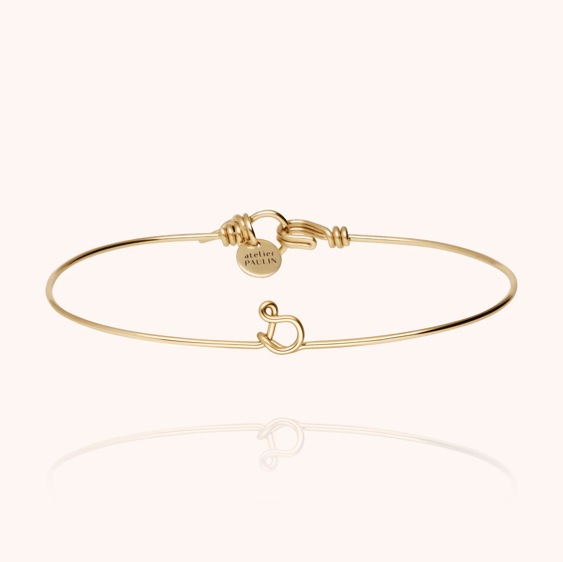 personalised jewellery initial bangle letter s 14k yellow gold-filled handcrafted Atelier Paulin Australia