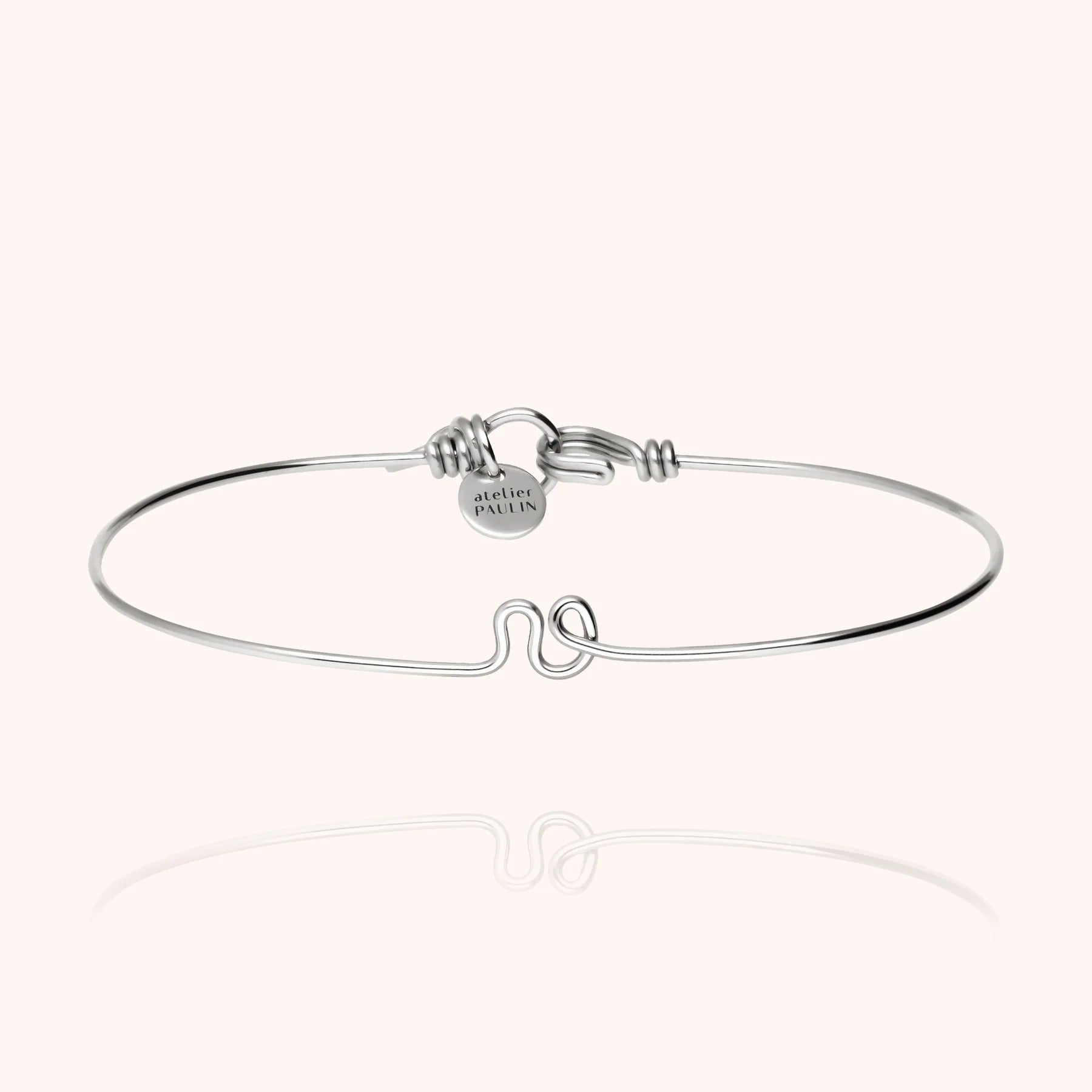 personalised initial bangle bracelet letter V silver jewellery handmade Atelier Paulin Australia