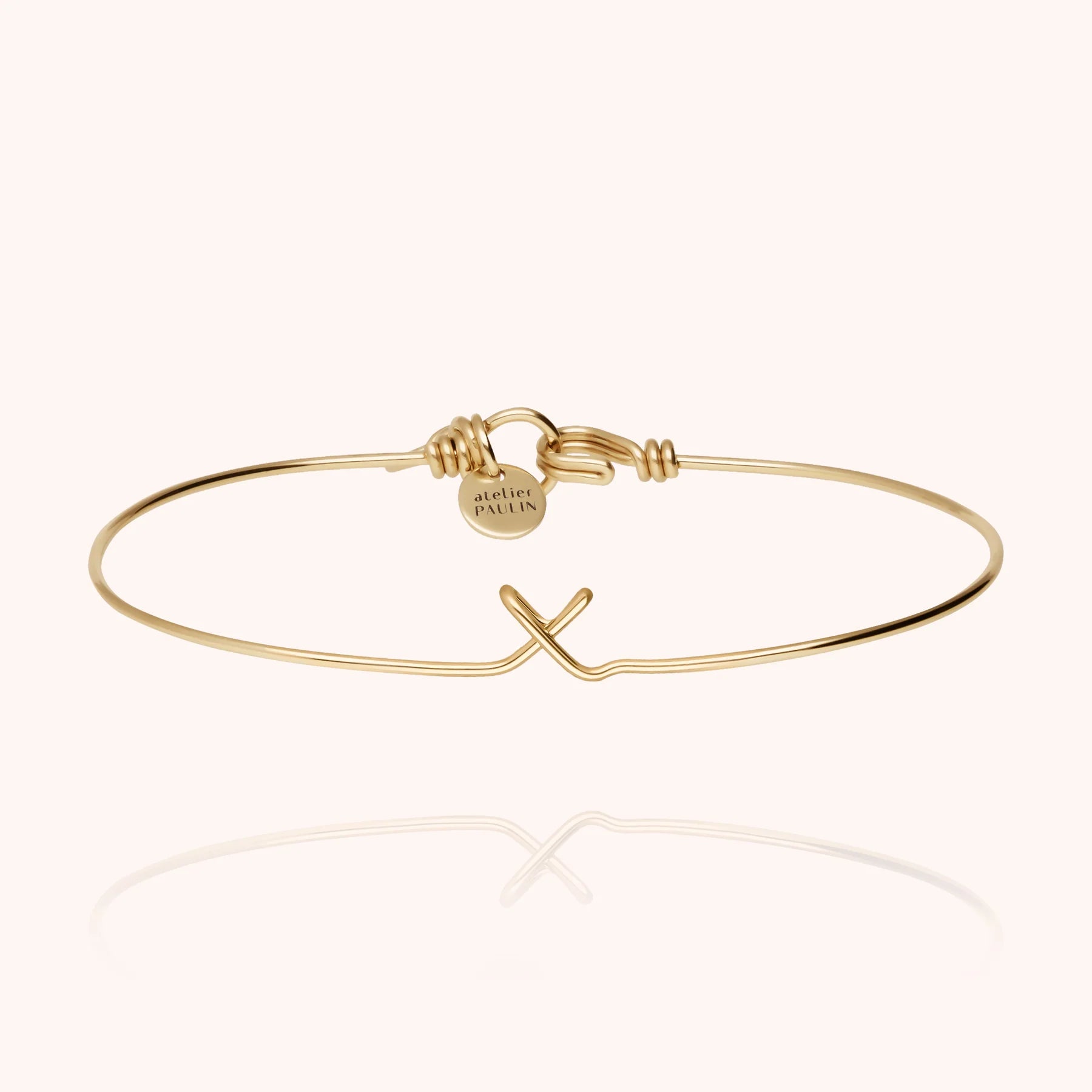 personalised jewellery initial bangle letter x 14k yellow gold-filled handcrafted Atelier Paulin Australia