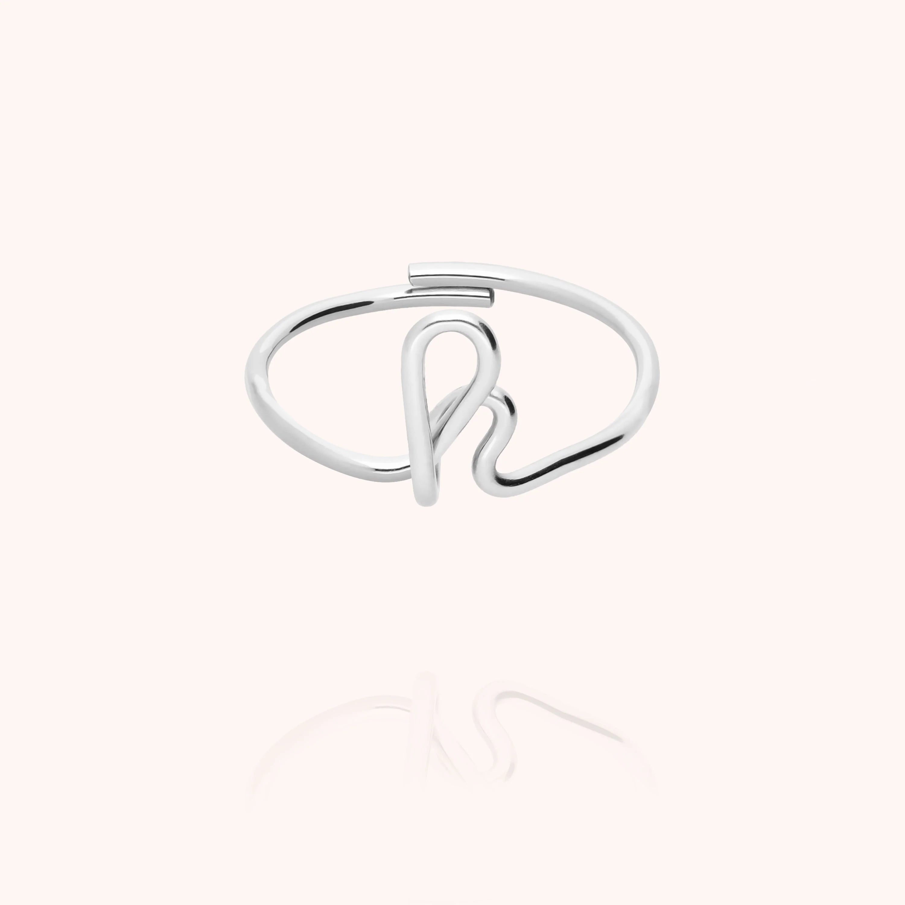 Initials ring with letter h personalisation silver handmade Atelier Paulin Australia --letter_h