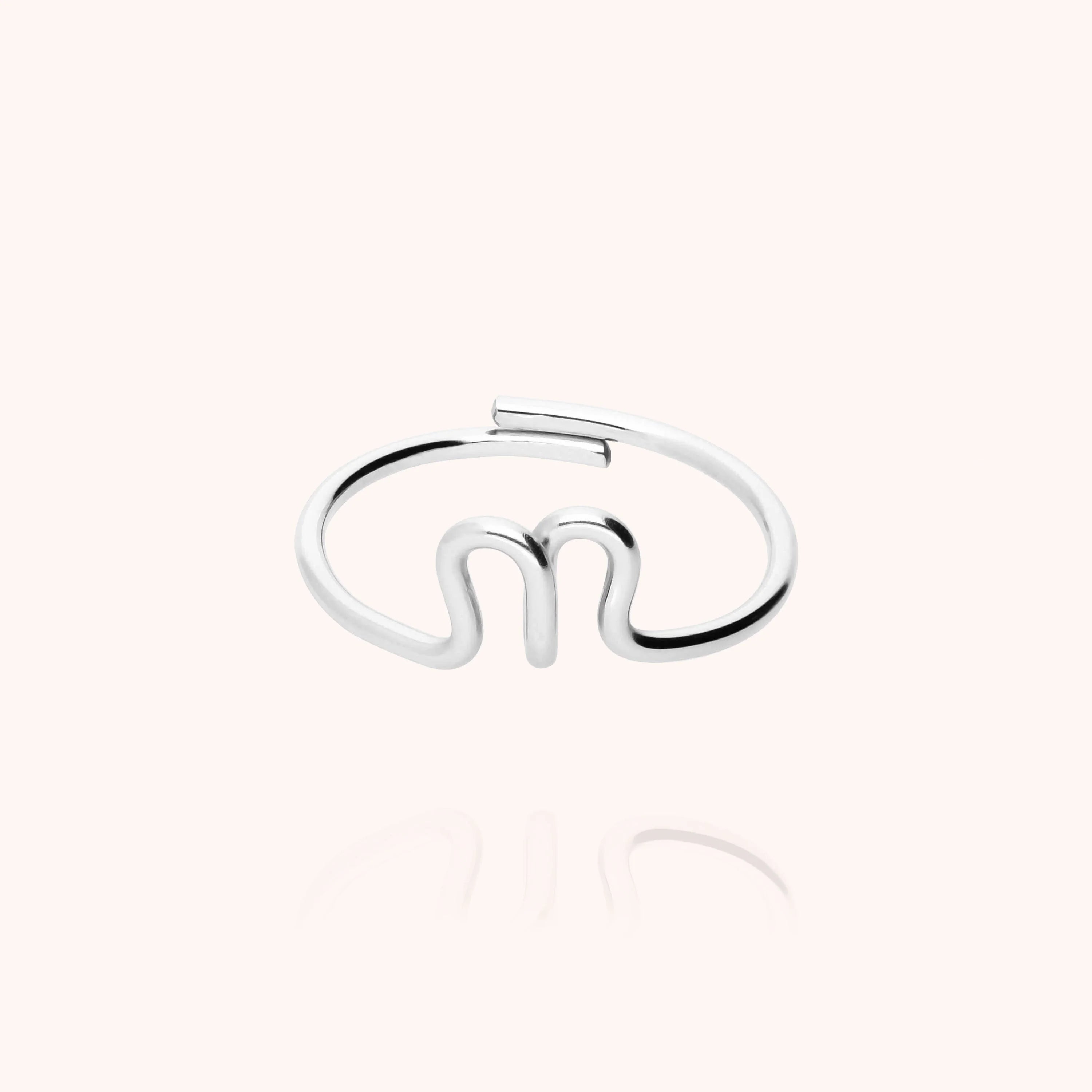 Initials ring with letter n personalisation silver handmade Atelier Paulin Australia --letter_n