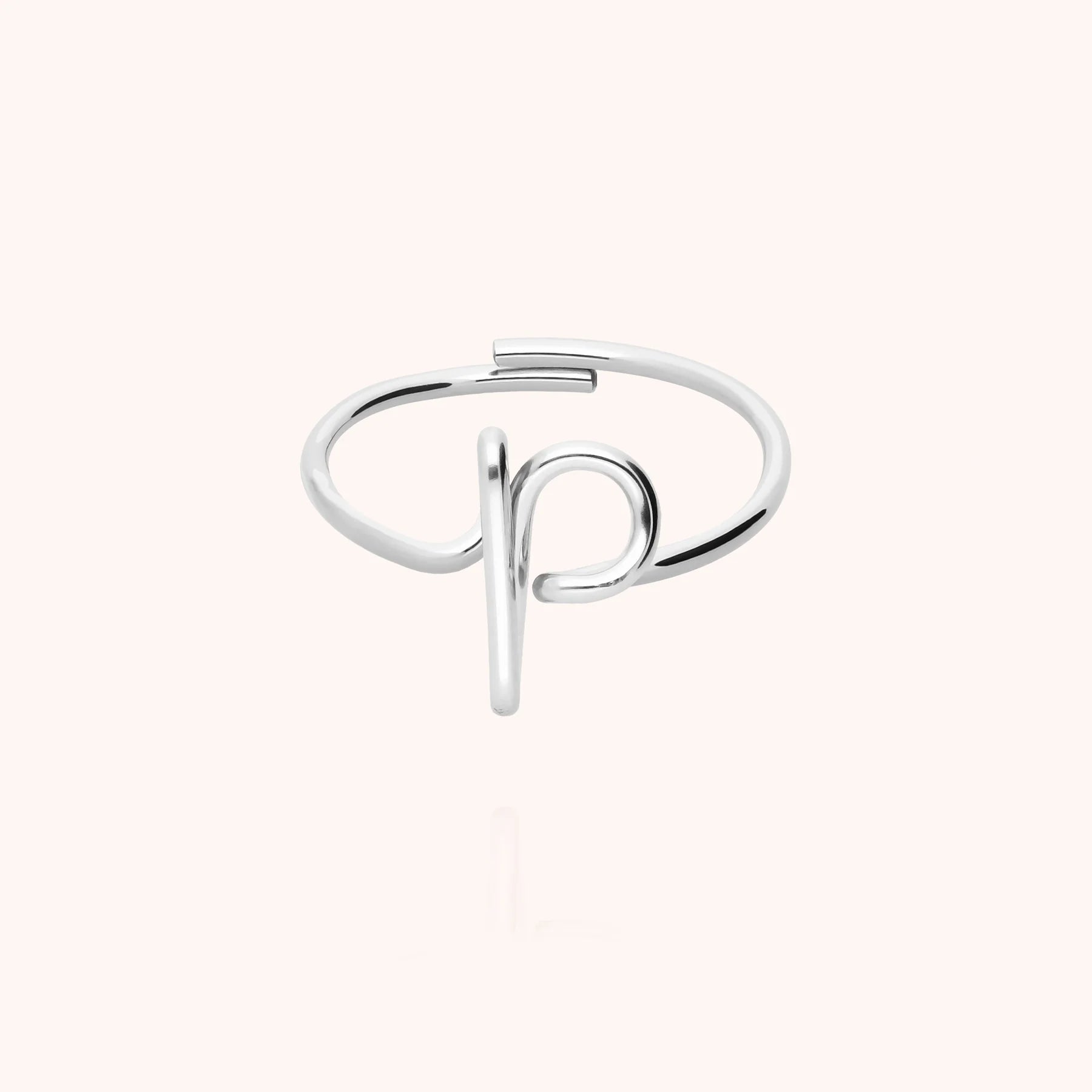 Initials ring with letter p personalisation silver handmade Atelier Paulin Australia --letter_p