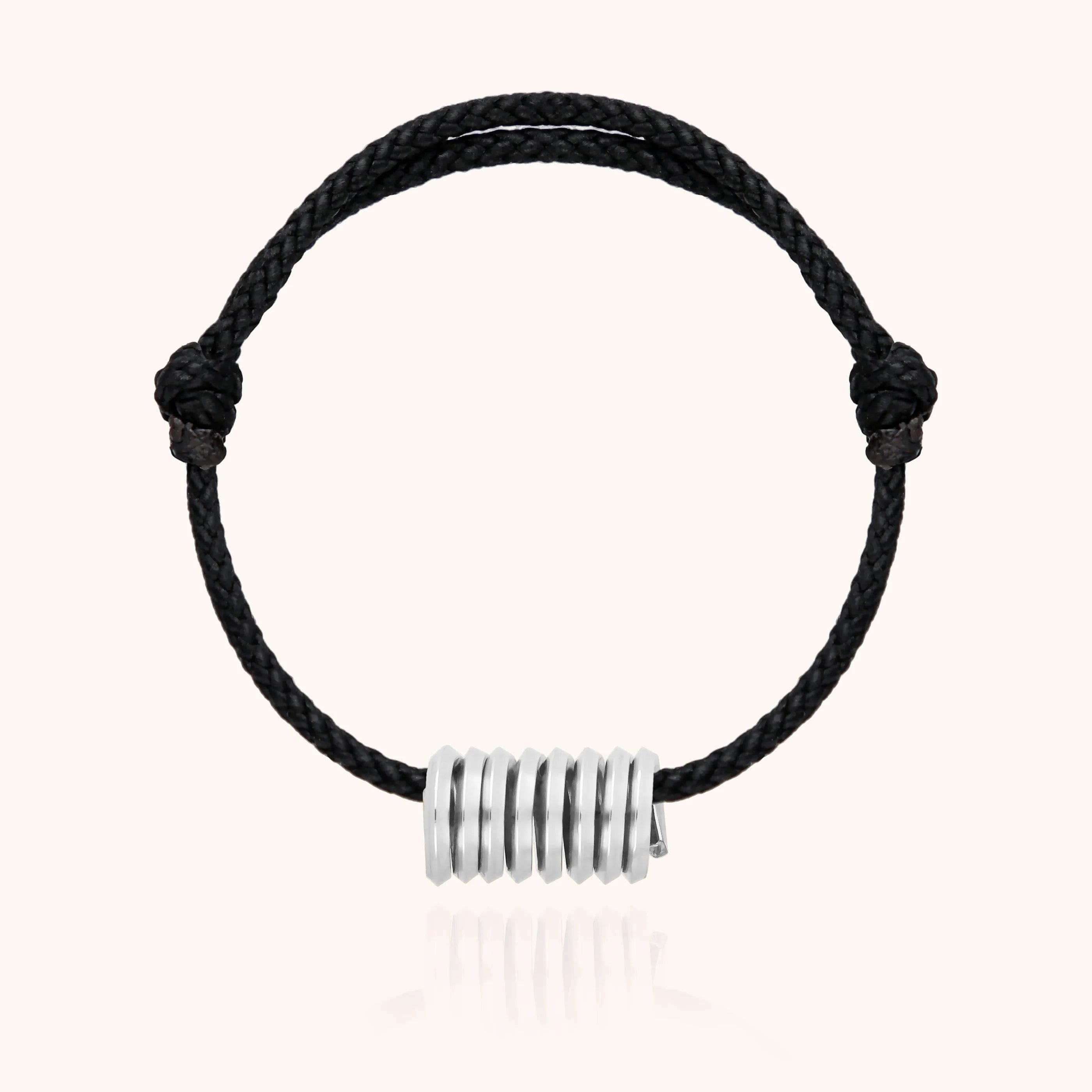 black braided cord bracelet in silver for men spring handcrafted in Paris by Atelier Paulin Australia --colour_black