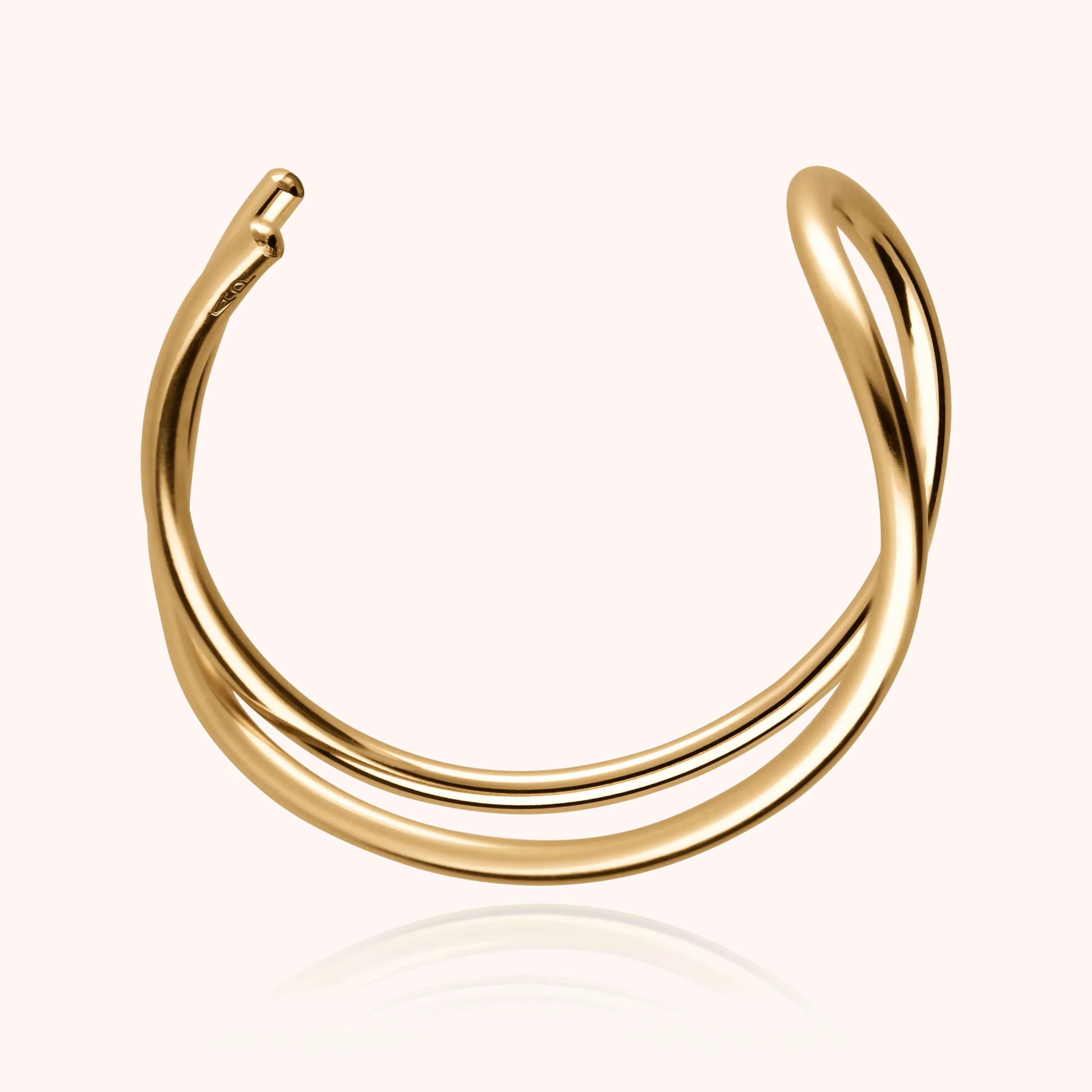 Outline cuff bracelet letter l 14k yellow gold-filled side view Atelier Paulin Australia