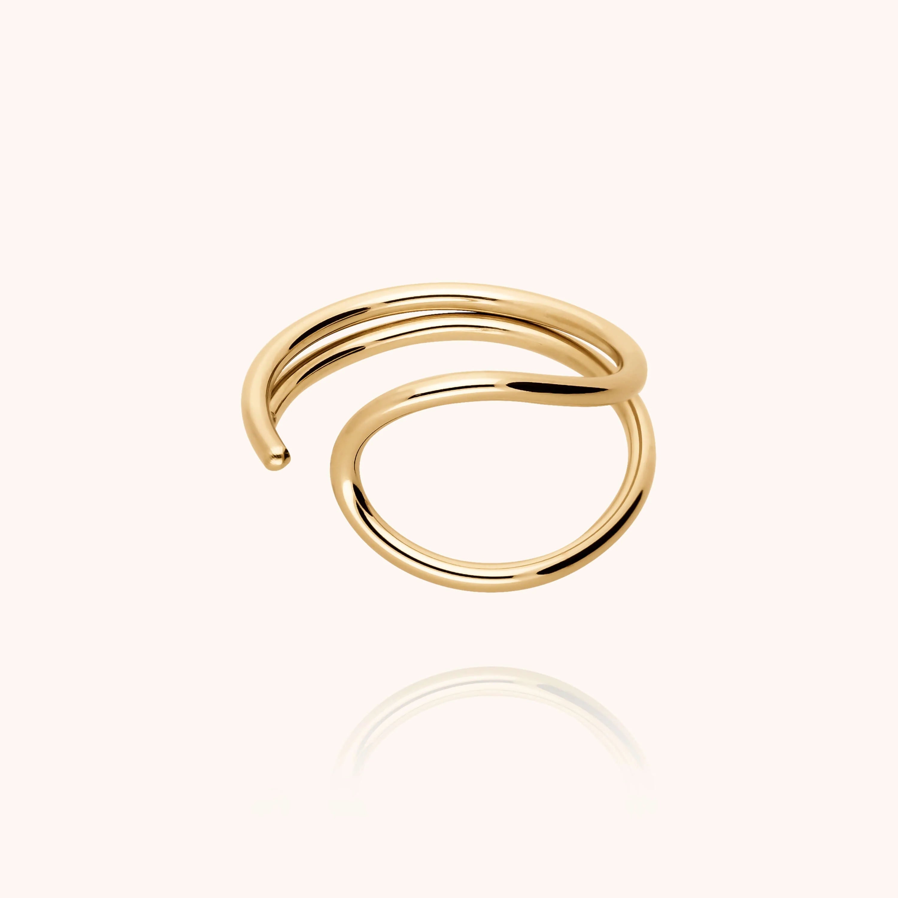 Outline ring cast letter e in shadow 14k yellow gold-filled handmade Atelier Paulin Australia