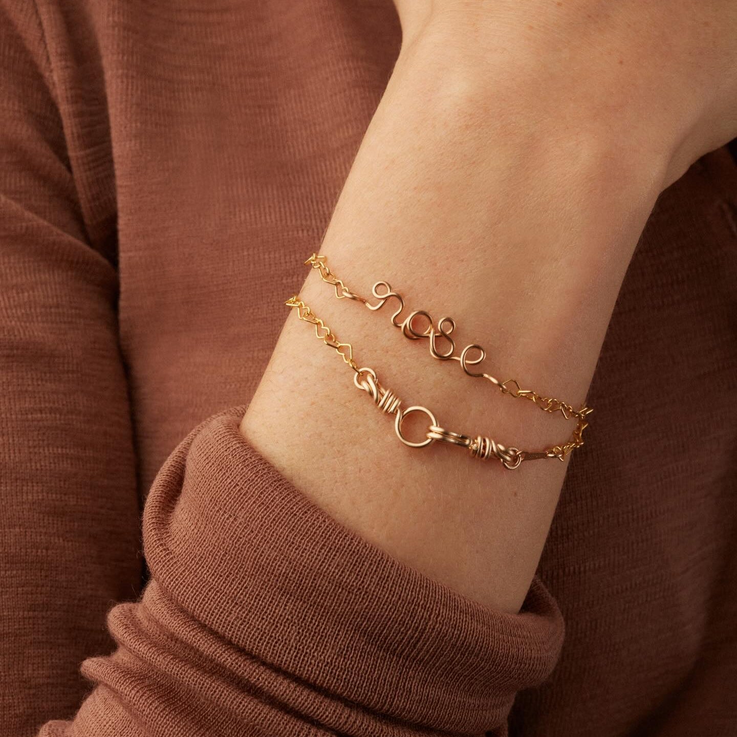 Richelieu Heart Chain Personalised Bracelet - 14k yellow gold-filled
